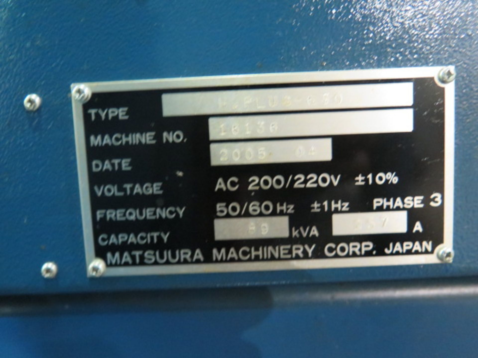 2005 Matsuura H.Plus-630 2-Pallet 4-Axis CNC HMC, Matsuura G-Tech 30I Control, s/n 16131 SOLD AS IS - Image 30 of 32