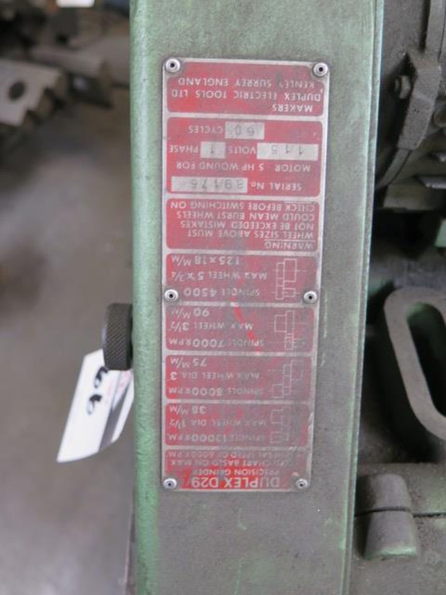 Duplex mdl. D29 Tool Post Grinder (SOLD AS-IS - NO WARRANTY) - Image 5 of 6
