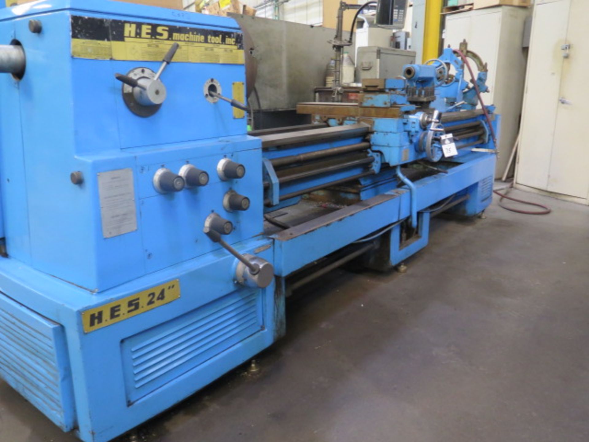 HES 24” x 108” Geared Head Gap Bed Lathe s/n 15239 w/ Newall C80 DRO, 24-960 RPM, SOLD AS IS