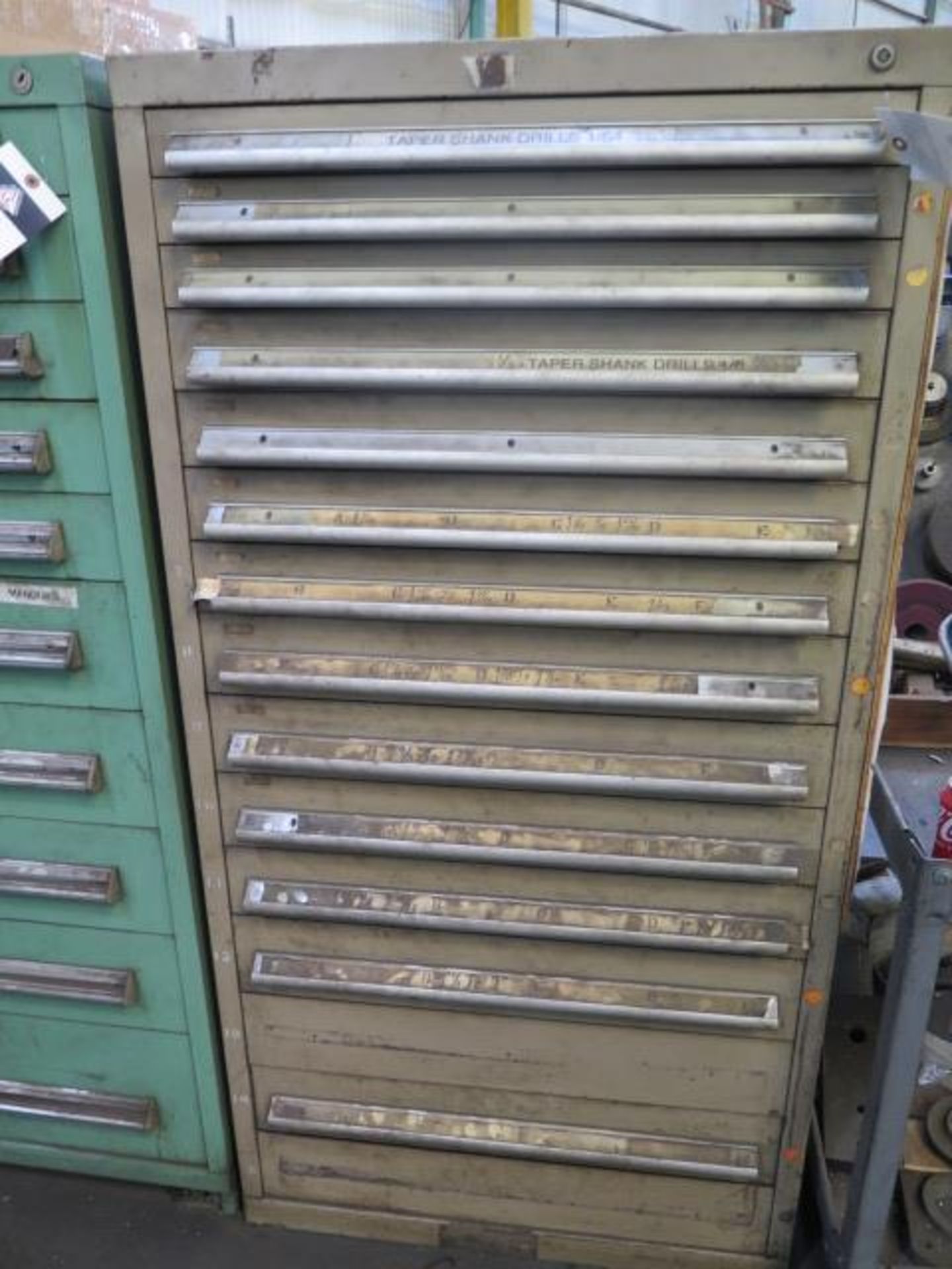 15-Drawer Tooling Cabinet w/ Taper-Shank Drills and Misc (SOLD AS-IS - NO WARRANTY)