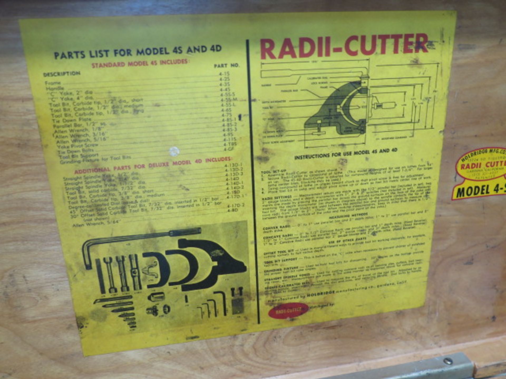 Holdridge 4-S Radii Cutter Set (SOLD AS-IS - NO WARRANTY) - Image 6 of 6