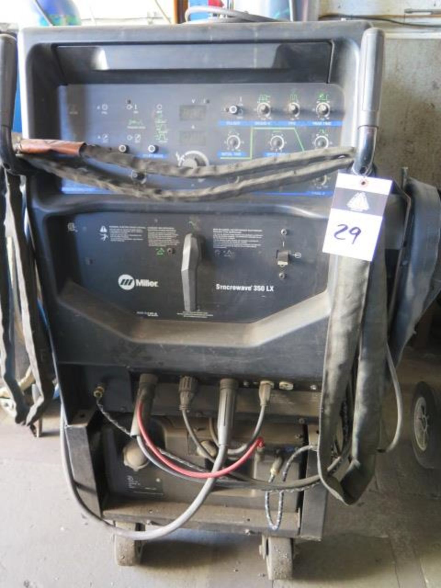 Miller Syncrowave 350LX Arc Welding Power Source s/n LH260315L w/ Cooler Cart (NO TANK) (SOLD AS-IS