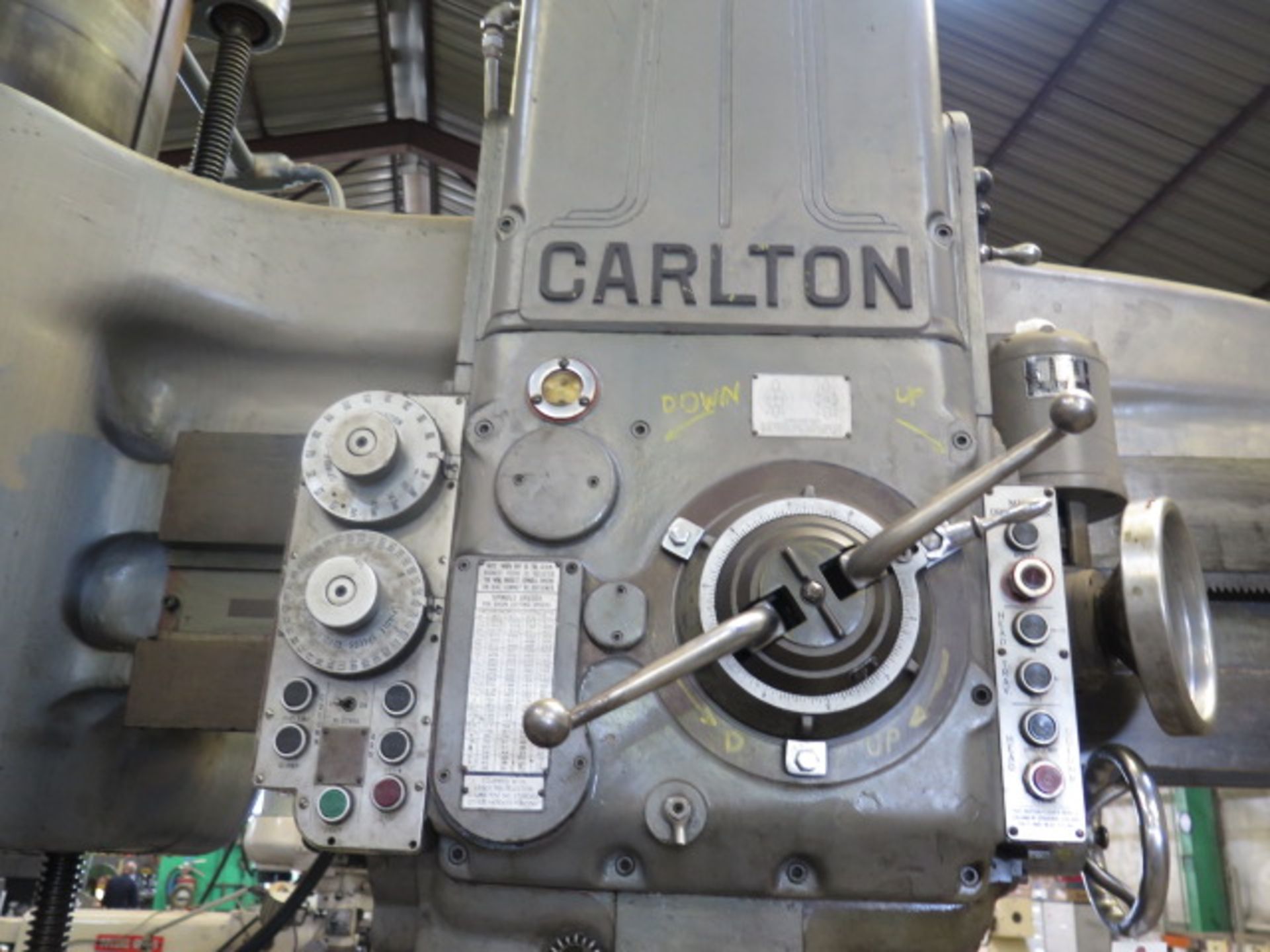 Carlton 6’ Arm x 19” Column Radial Arm Drill w/ 15-1500 RPM, Power Head, Power Column, SOLD AS IS - Image 5 of 11