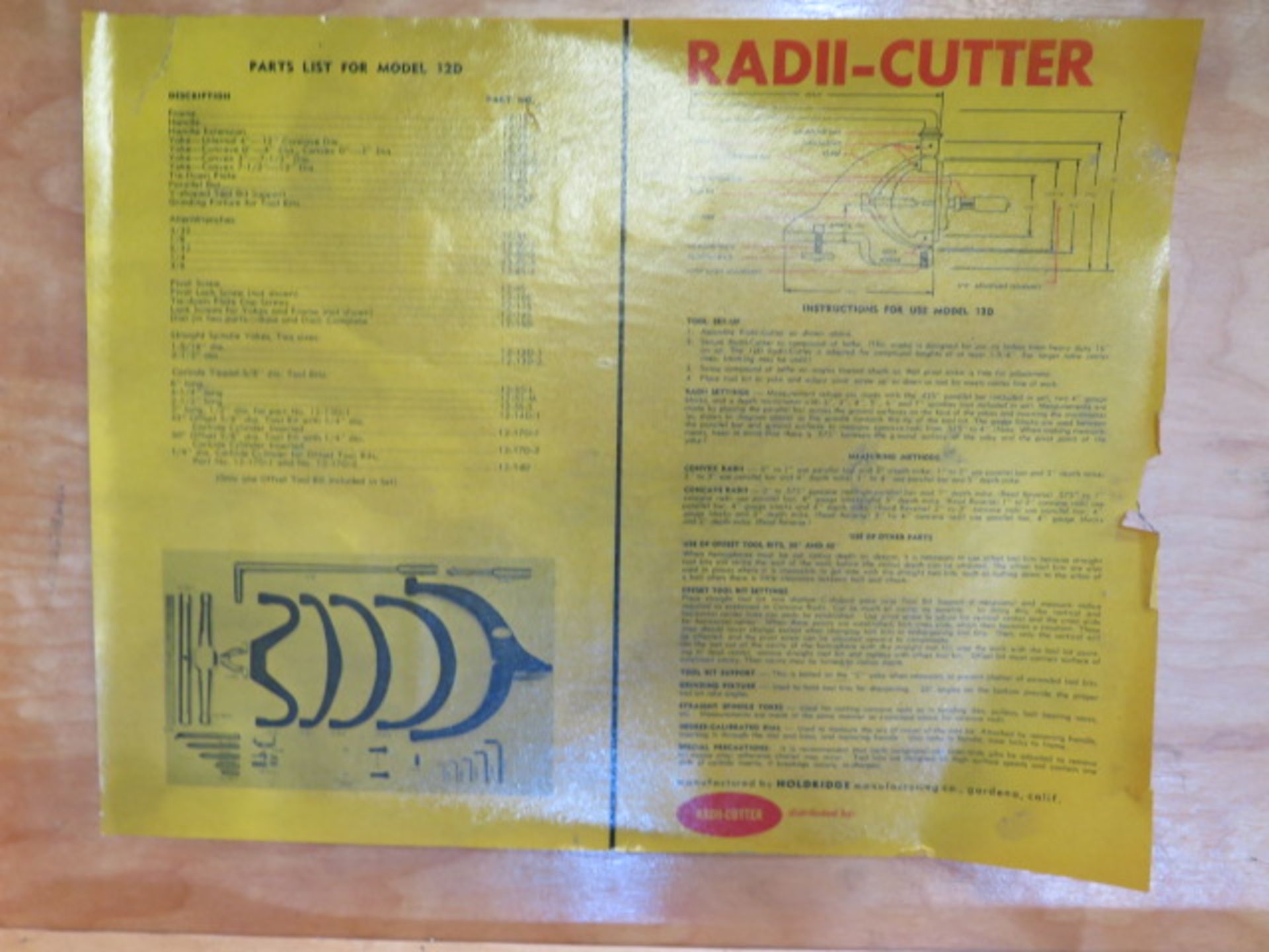 Holdrighe 12-D Radii Cutter Set (SOLD AS-IS - NO WARRANTY) - Image 7 of 8