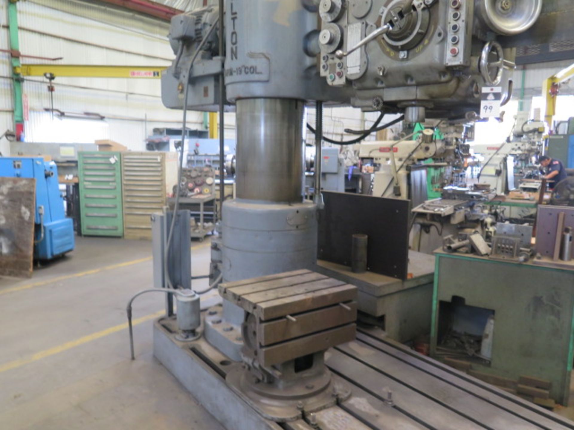 Carlton 6’ Arm x 19” Column Radial Arm Drill w/ 15-1500 RPM, Power Head, Power Column, SOLD AS IS - Image 3 of 11