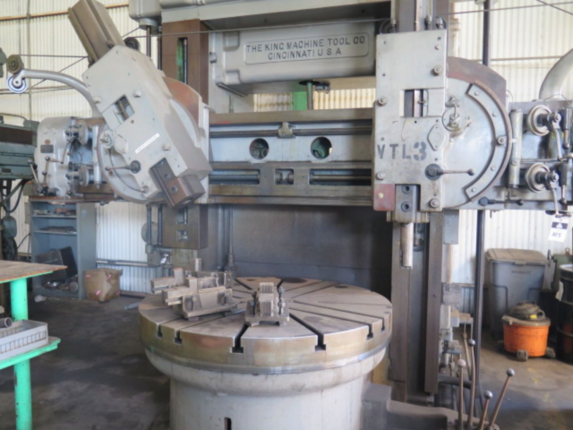 King 62” Vertical Boring Mill w/ 1.8-38.4 RPM, (2) Turning/Facing Heads, 69” Swing, SOLD AS IS - Image 4 of 15