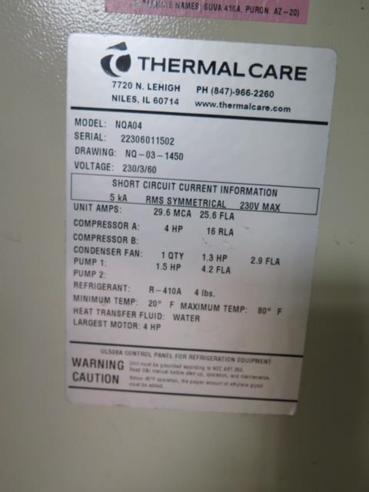 Thermal Care "Accuchiller" mdl. NQA04 Process Chiller (SOLD AS-IS - NO WARRANTY) - Image 8 of 8