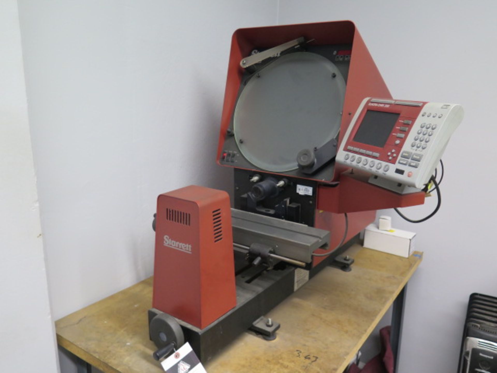 Starrett HE350 14” Optical Comparator s/n 40910 w/ Quadra-Chek 200 Programmable DRO, SOLD AS IS