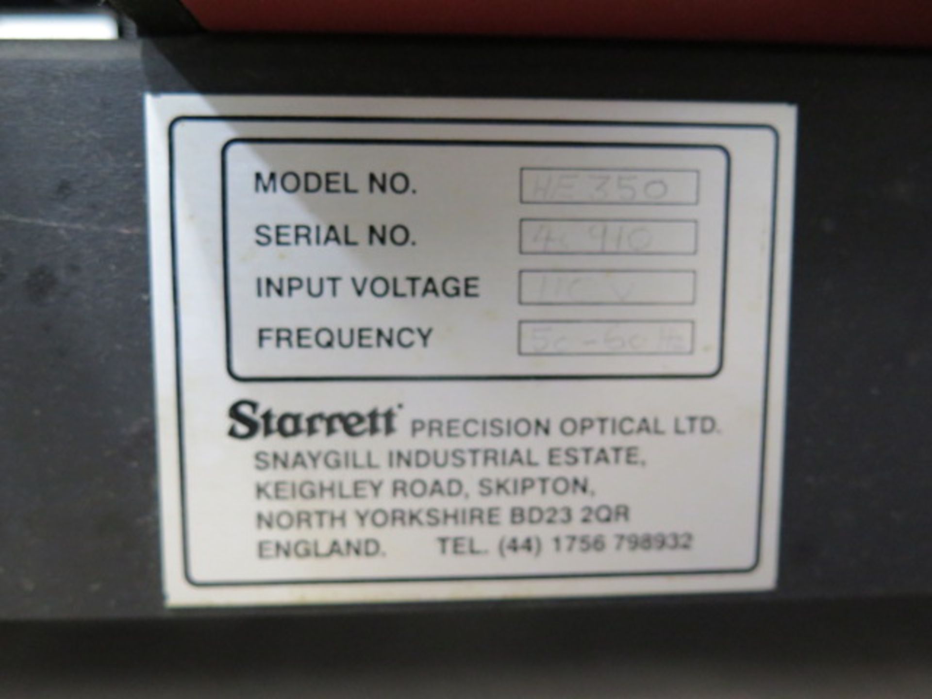 Starrett HE350 14” Optical Comparator s/n 40910 w/ Quadra-Chek 200 Programmable DRO, SOLD AS IS - Image 9 of 9