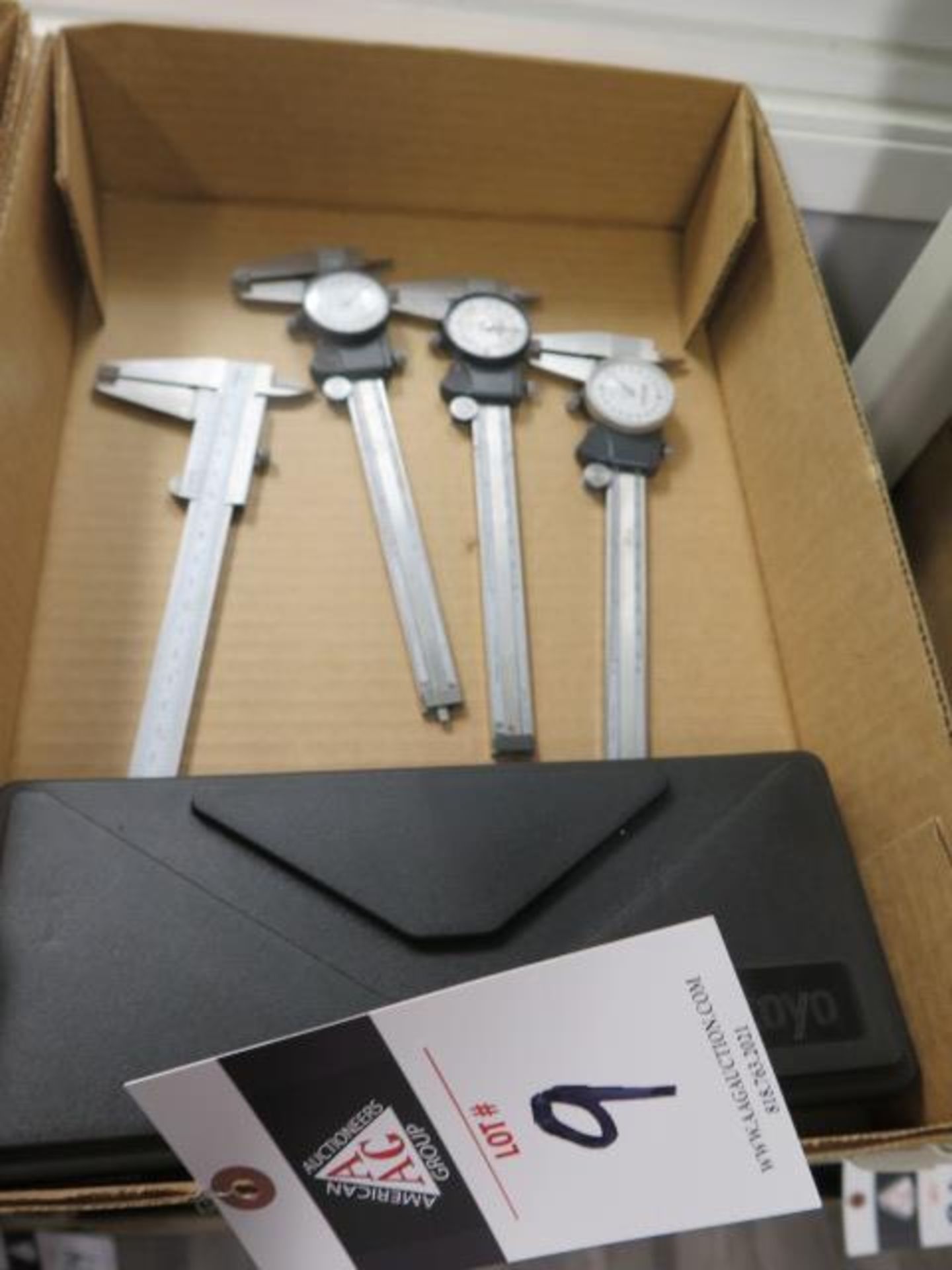 Mitutoyo 6" Dial Calipers (4) and 8" Vernier Caliper (SOLD AS-IS - NO WARRANTY)