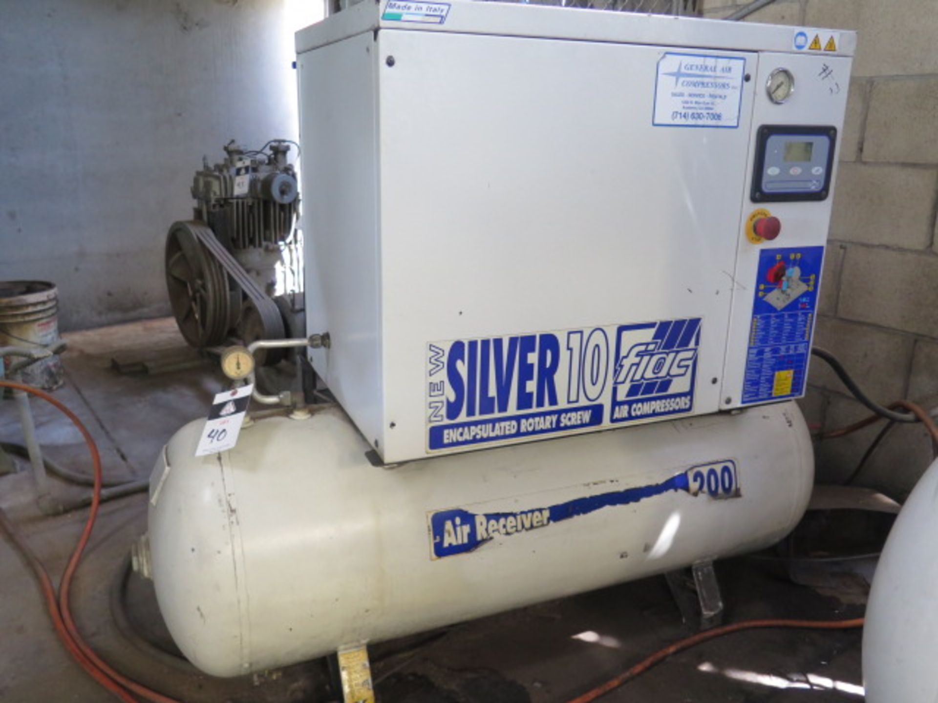 Fiac “Silver 10” NEWSILVER 10” 10Hp Encapsulated Rotary Screw Air Compressor w/60 Gallon, SOLD AS IS