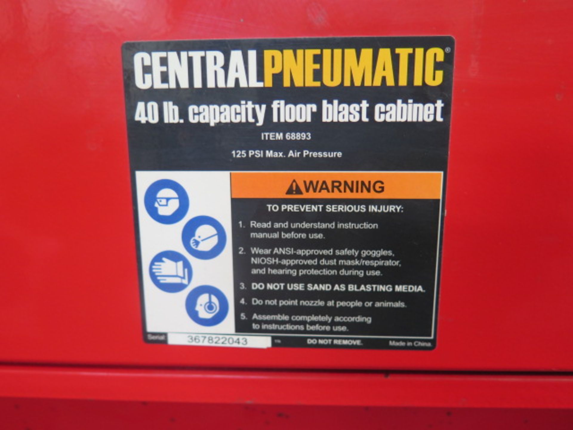 Central Pneumatic Dry Blast Cabinet (SOLD AS-IS - NO WARRANTY) - Image 8 of 8