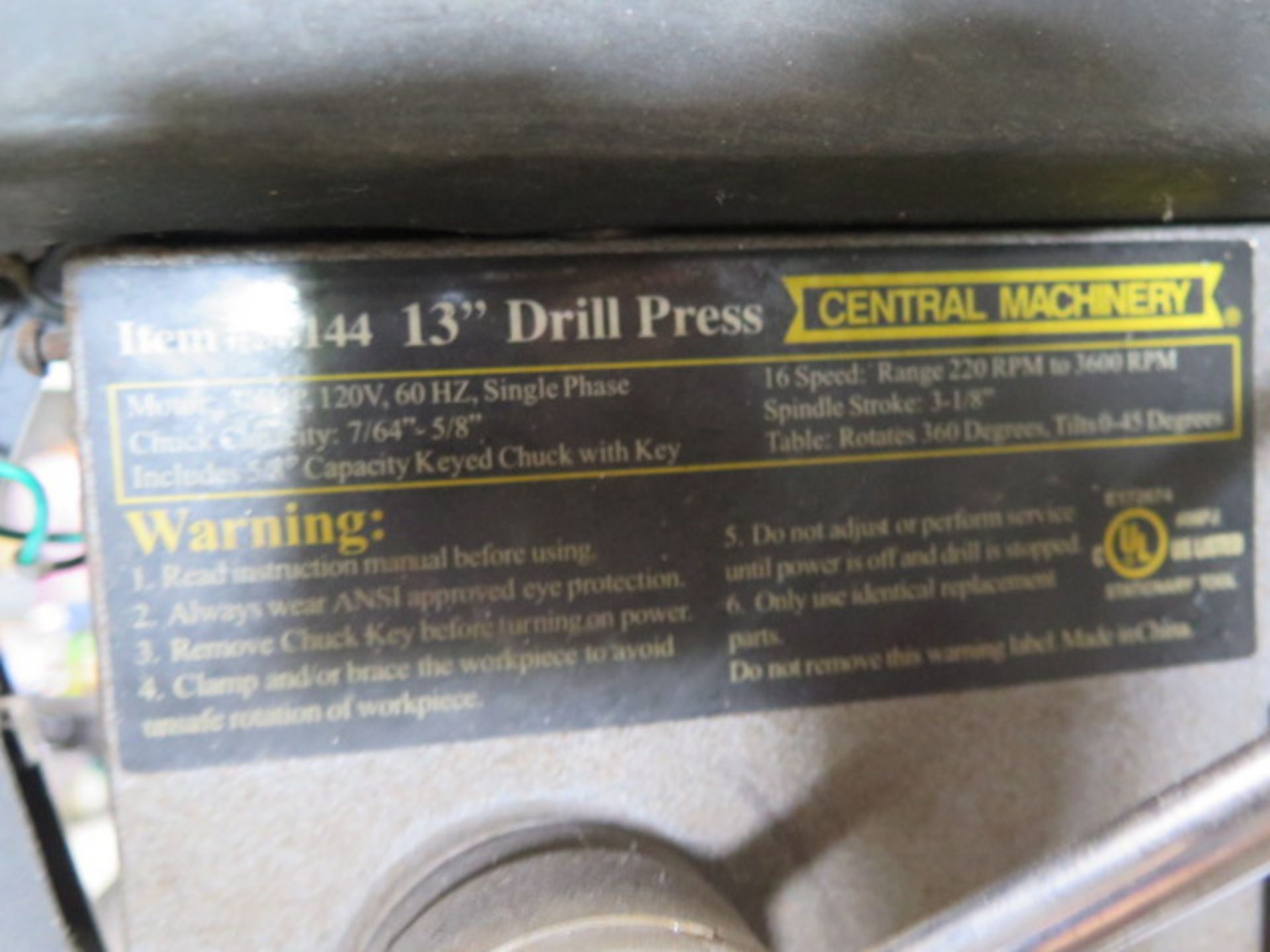 Central Machinery Pedestal Drill Press (SOLD AS-IS - NO WARRANTY) - Image 4 of 4