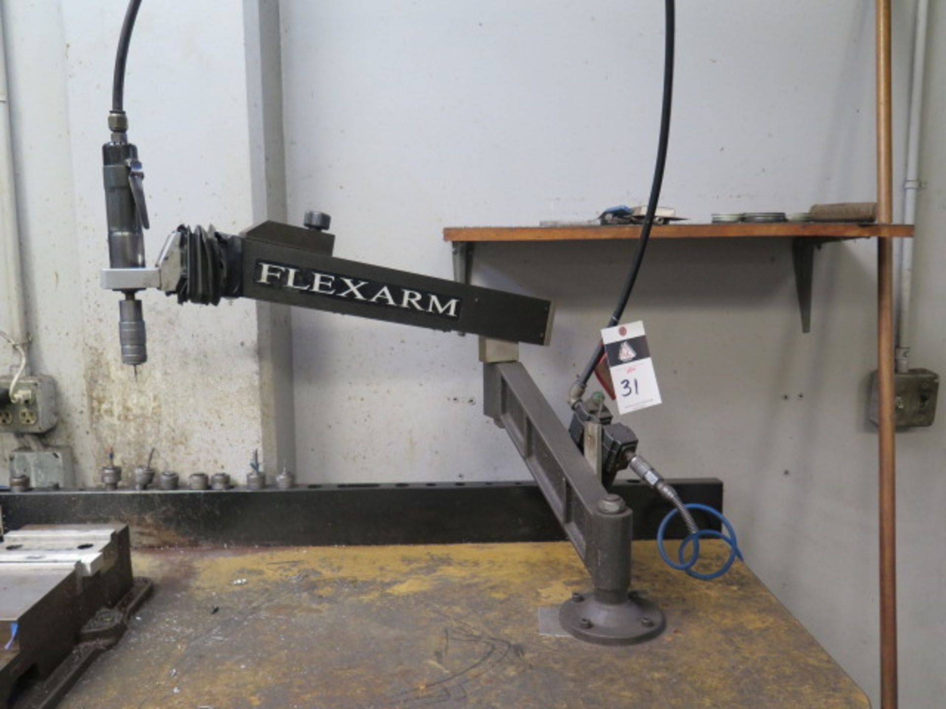Flexarm Pneumatic Straight-Arm Tapper w/ Bench and Tap Holders (SOLD AS-IS - NO WARRANTY)