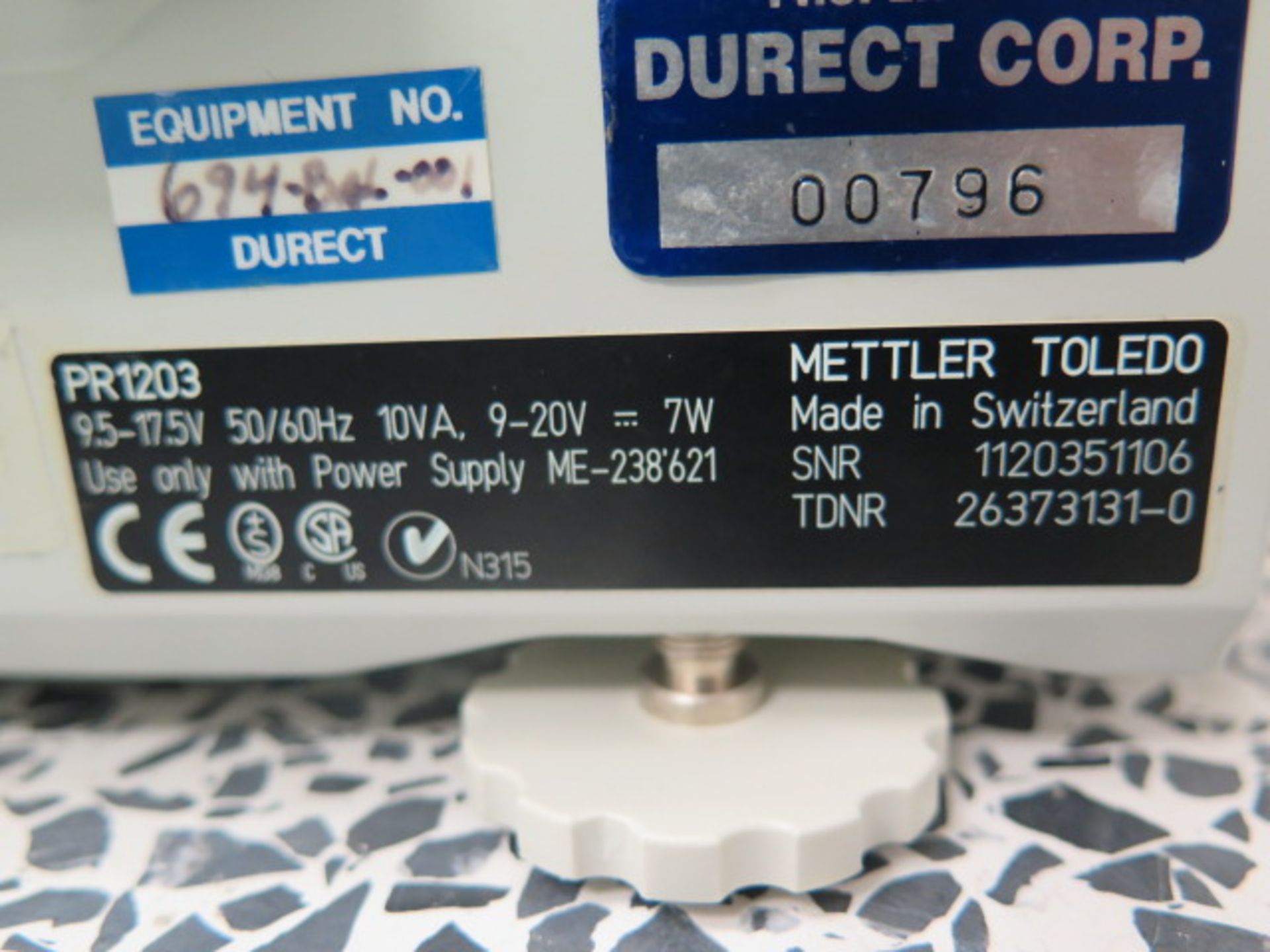 Mettler Toledo PR1203 1200g Digital Balance Scale w/ Balance Enclosure (NO POWER SUPPLY) (SOLD AS-IS - Image 9 of 9