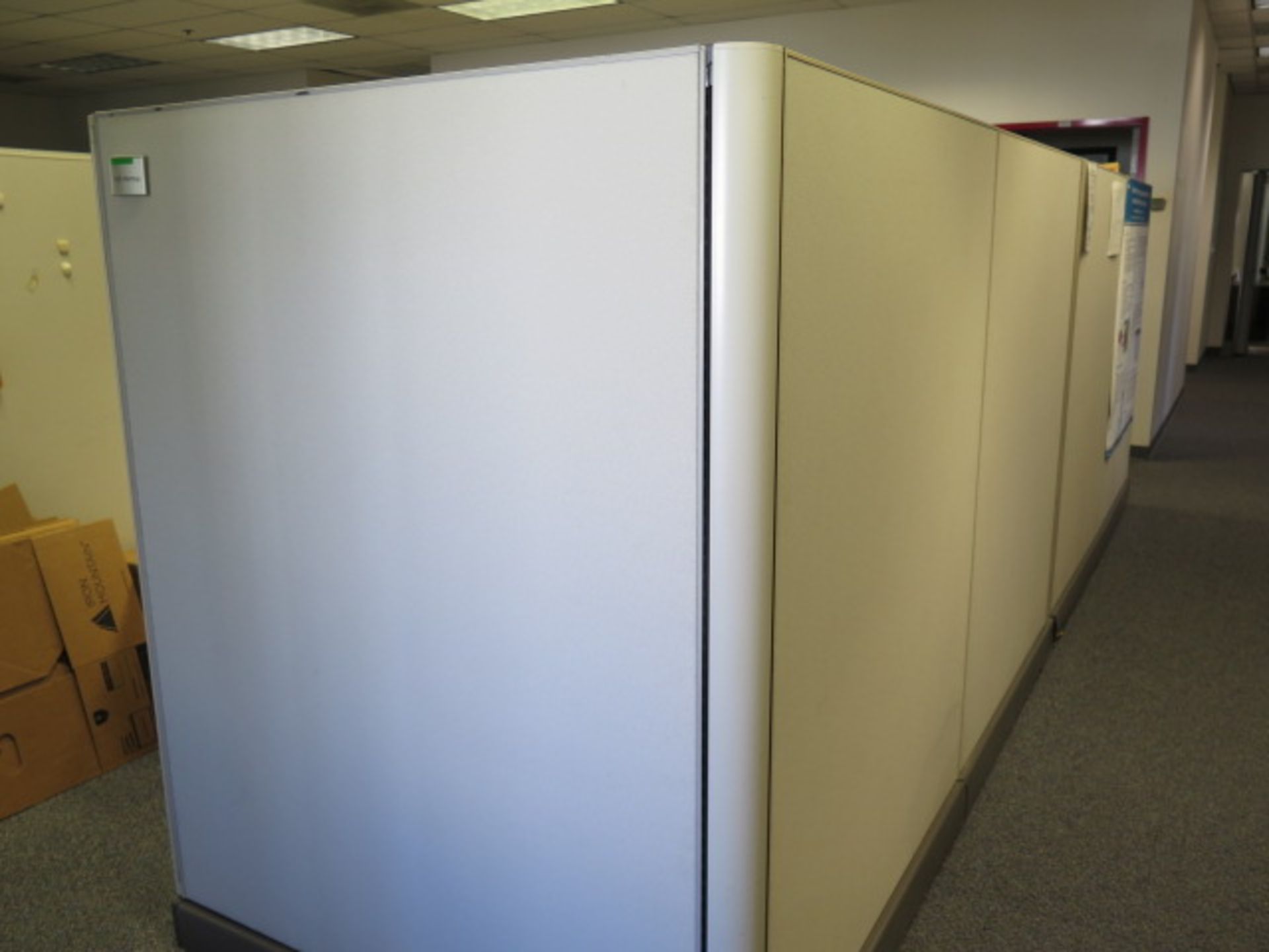Partitioned Office Cubicles (8) w/ Desks and File Cabinets (SOLD AS-IS - NO WARRANTY) - Image 3 of 10