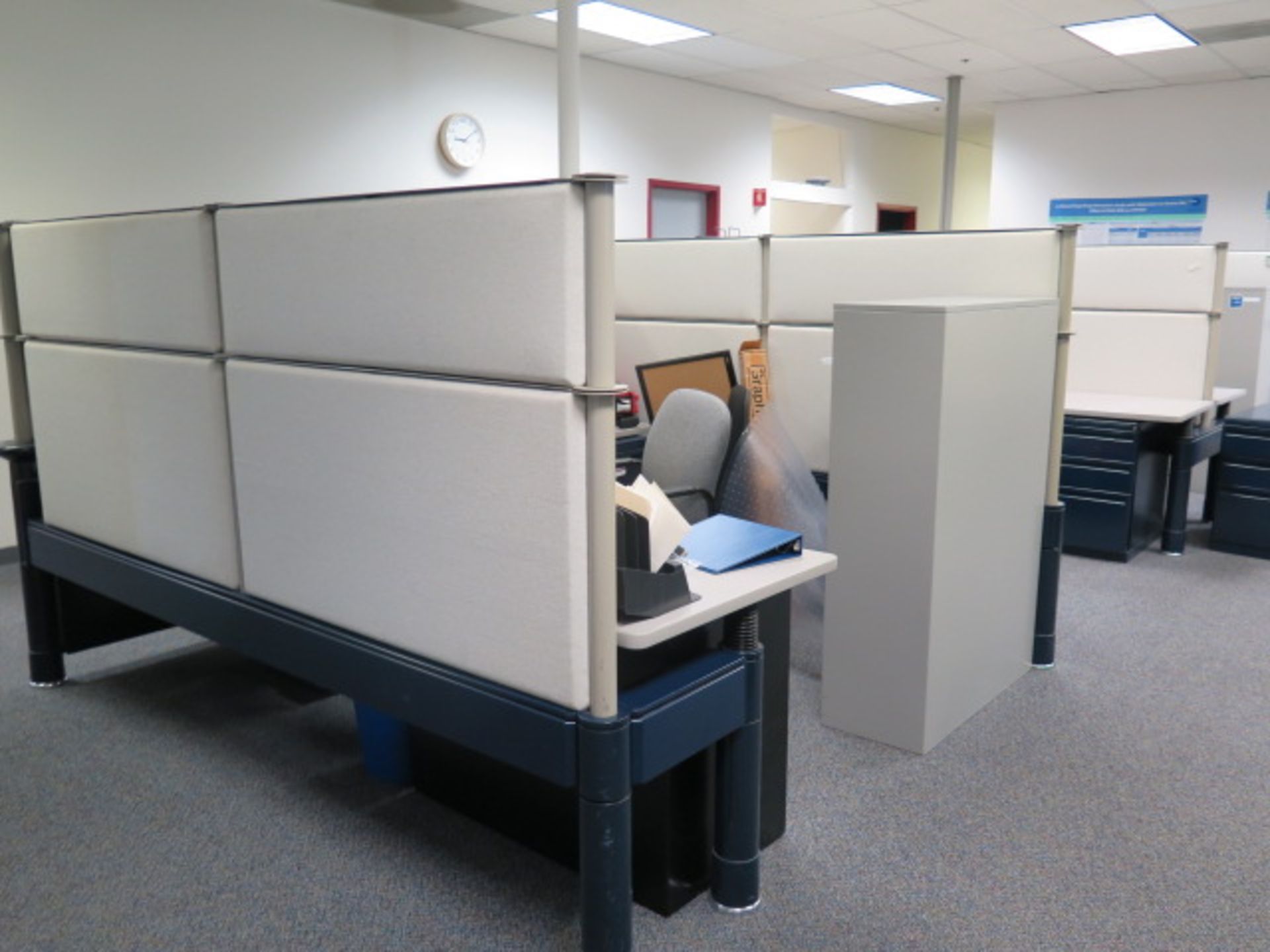 Partitioned Office Cubicles (9) w/ Desks and File Cabinets (SOLD AS-IS - NO WARRANTY) - Image 13 of 19