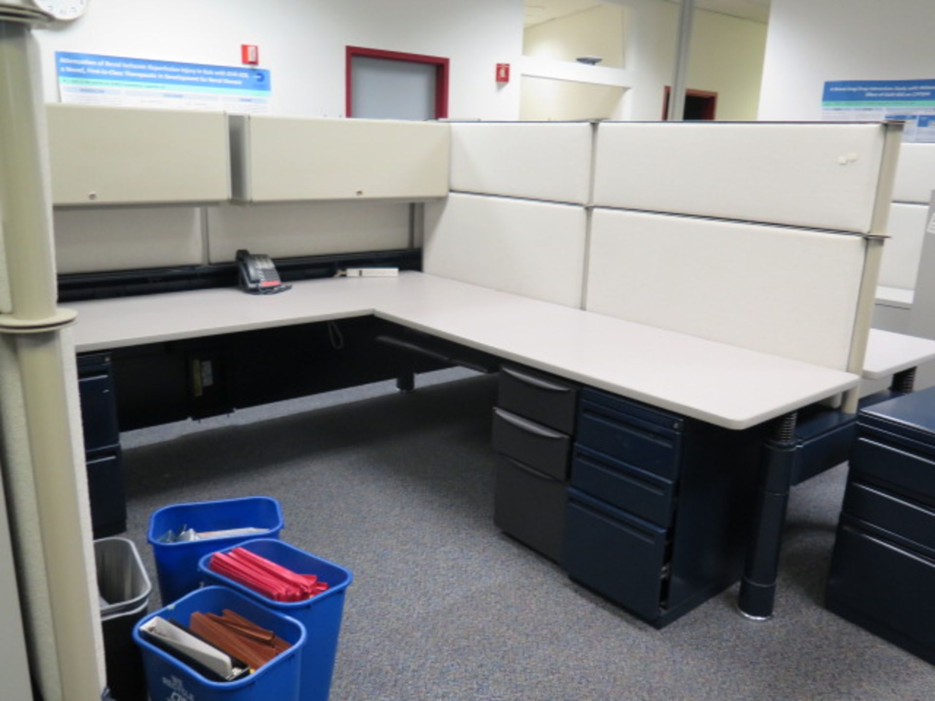 Partitioned Office Cubicles (9) w/ Desks and File Cabinets (SOLD AS-IS - NO WARRANTY) - Image 10 of 19