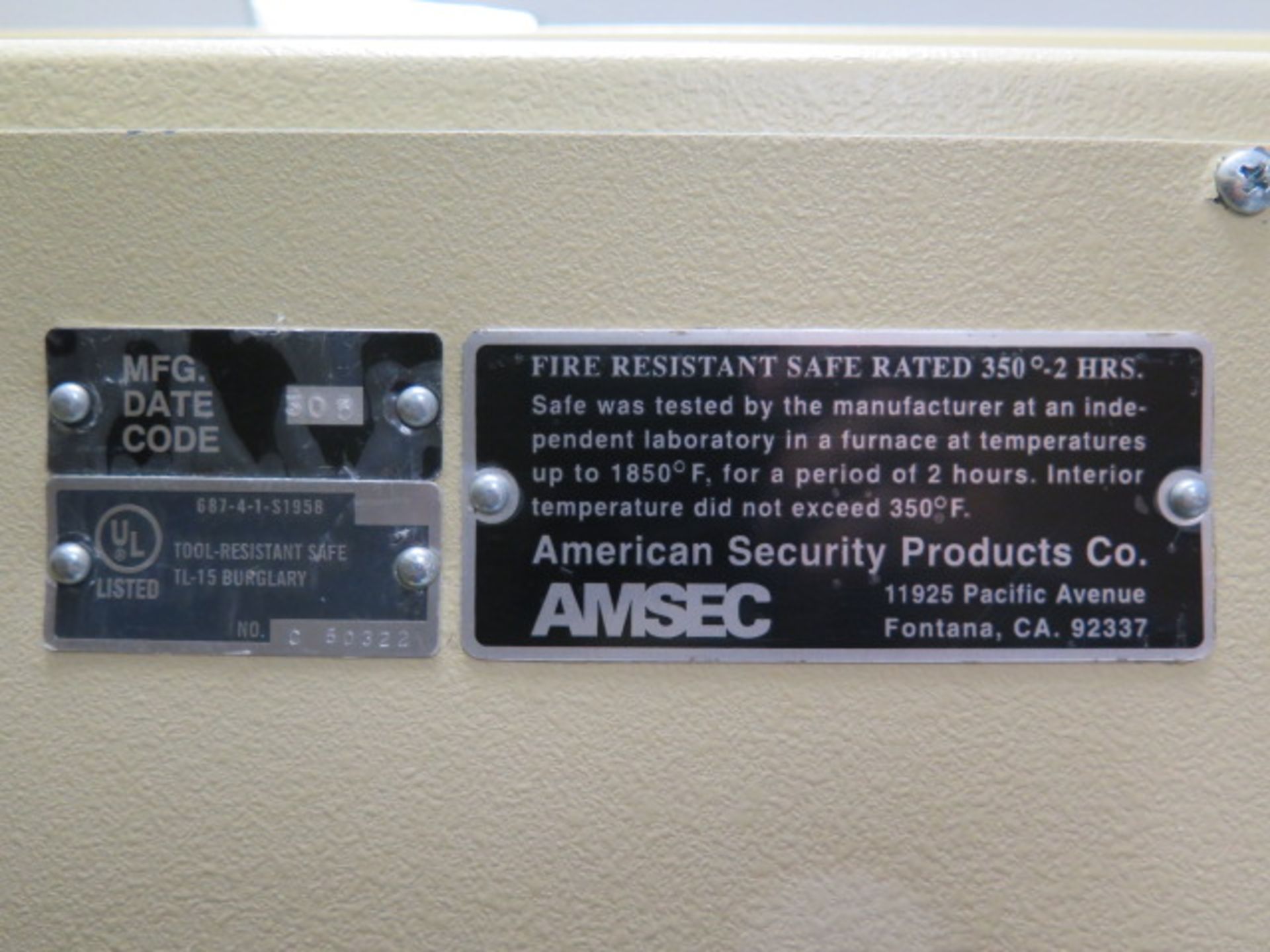 Amsec “Amvault” High Security Safe s/n 722589 (SOLD AS-IS - NO WARRANTY) - Image 11 of 11
