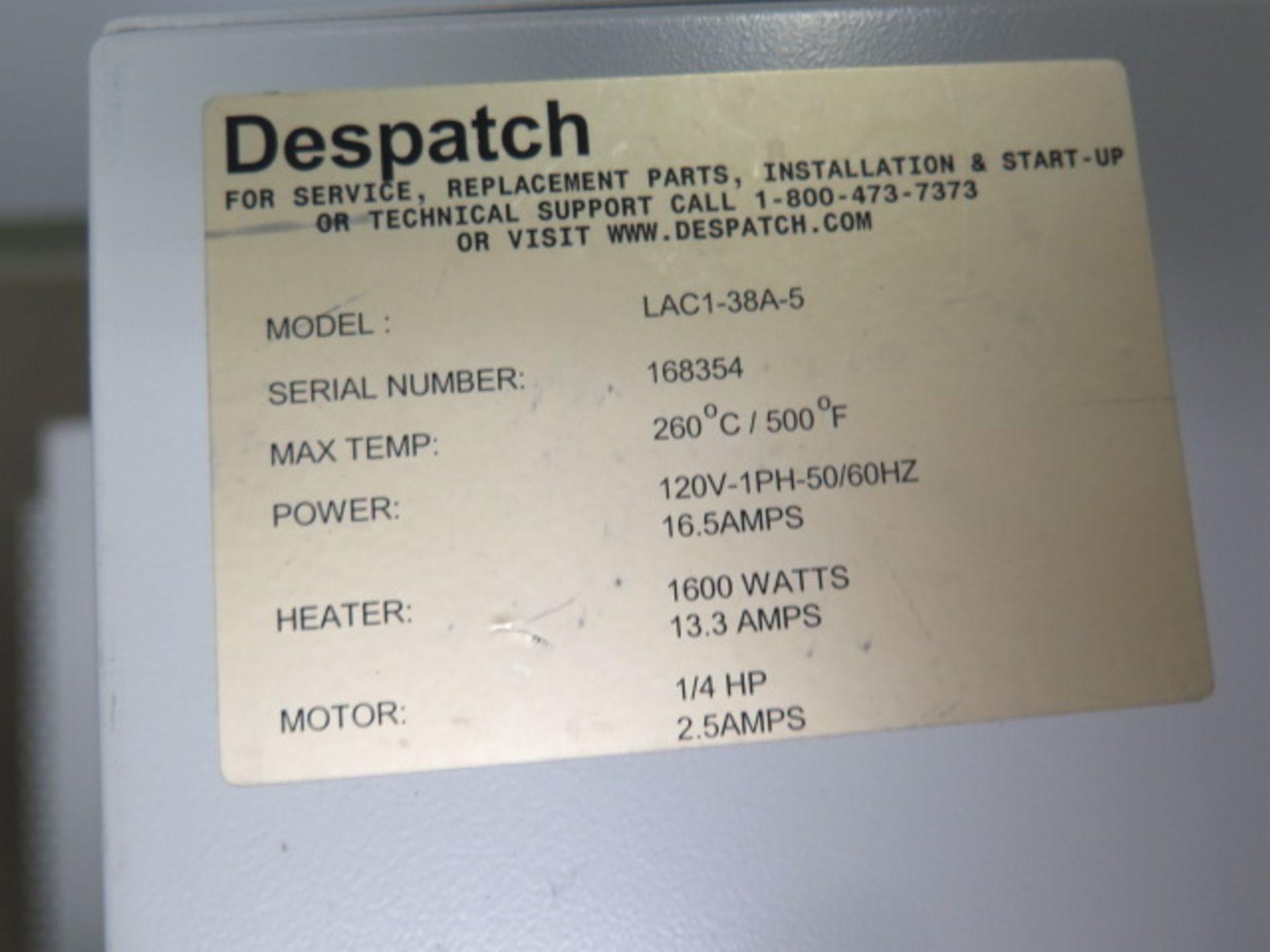 Despatch LAC1-38A-5 Oven s/n 168354 w/ MRC 5000 Recorder, heats to 260 C / 500 Degrees F, SOLD AS IS - Image 10 of 10