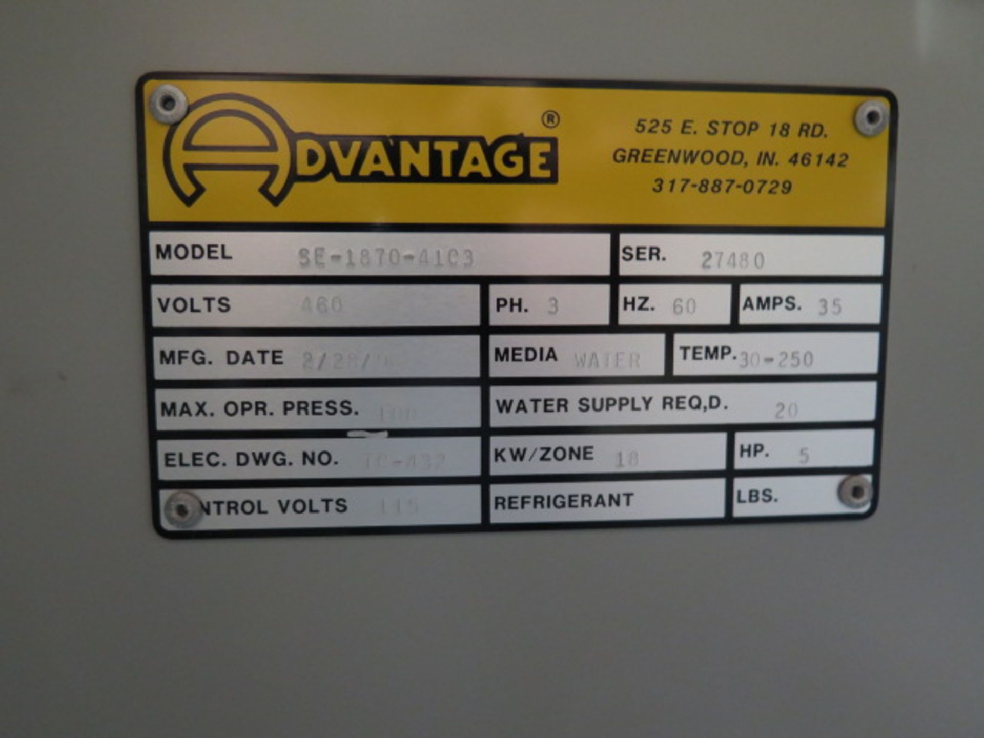 Advantage "Sentra" mdl. SE-1870-41C3 Temperature Contoller (NEVER USED) s/n 27480 (SOLD AS-IS - NO W - Image 10 of 10