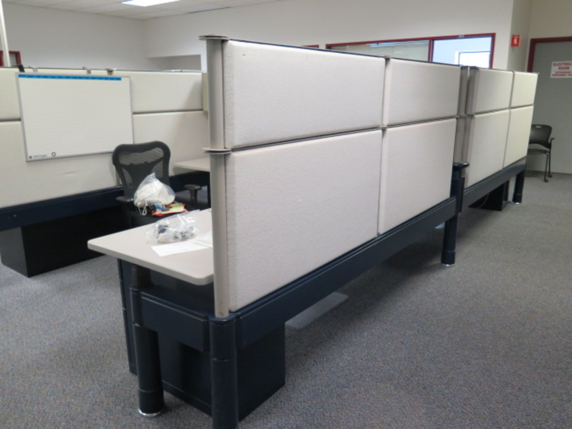 Partitioned Office Cubicles (9) w/ Desks and File Cabinets (SOLD AS-IS - NO WARRANTY) - Image 8 of 19