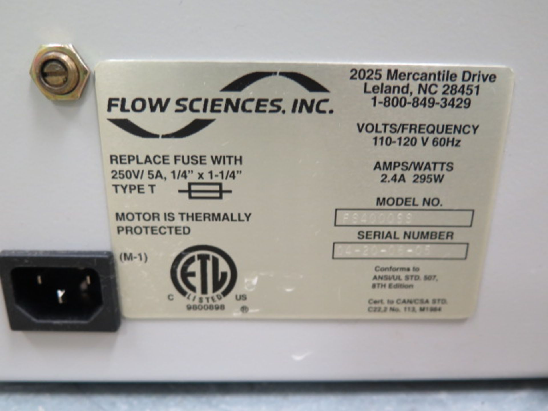 Flow Sciences mdl. F2015BKDVA 3’ Base Table-Top Flow Hood w/ Blower Unit (SOLD AS-IS - NO WARRANTY) - Image 9 of 9