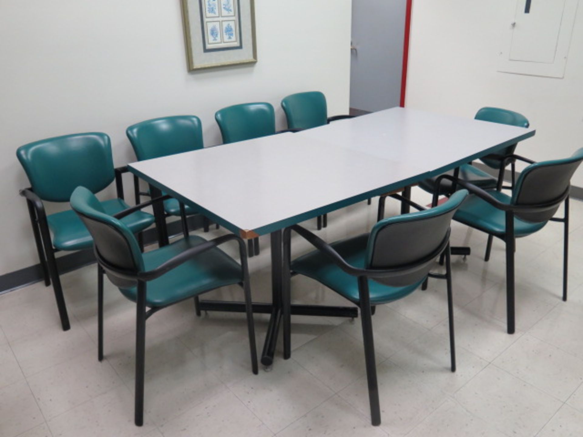 Lunch Rool Tables (2) and (8) Chairs (SOLD AS-IS - NO WARRANTY)