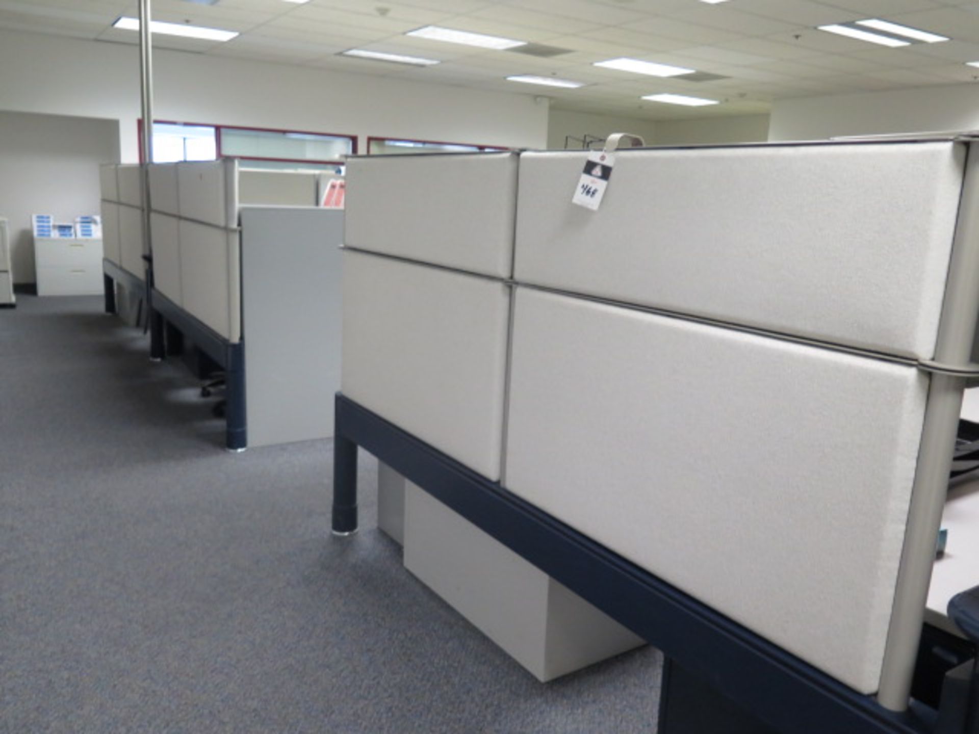 Partitioned Office Cubicles (9) w/ Desks and File Cabinets (SOLD AS-IS - NO WARRANTY) - Image 2 of 19