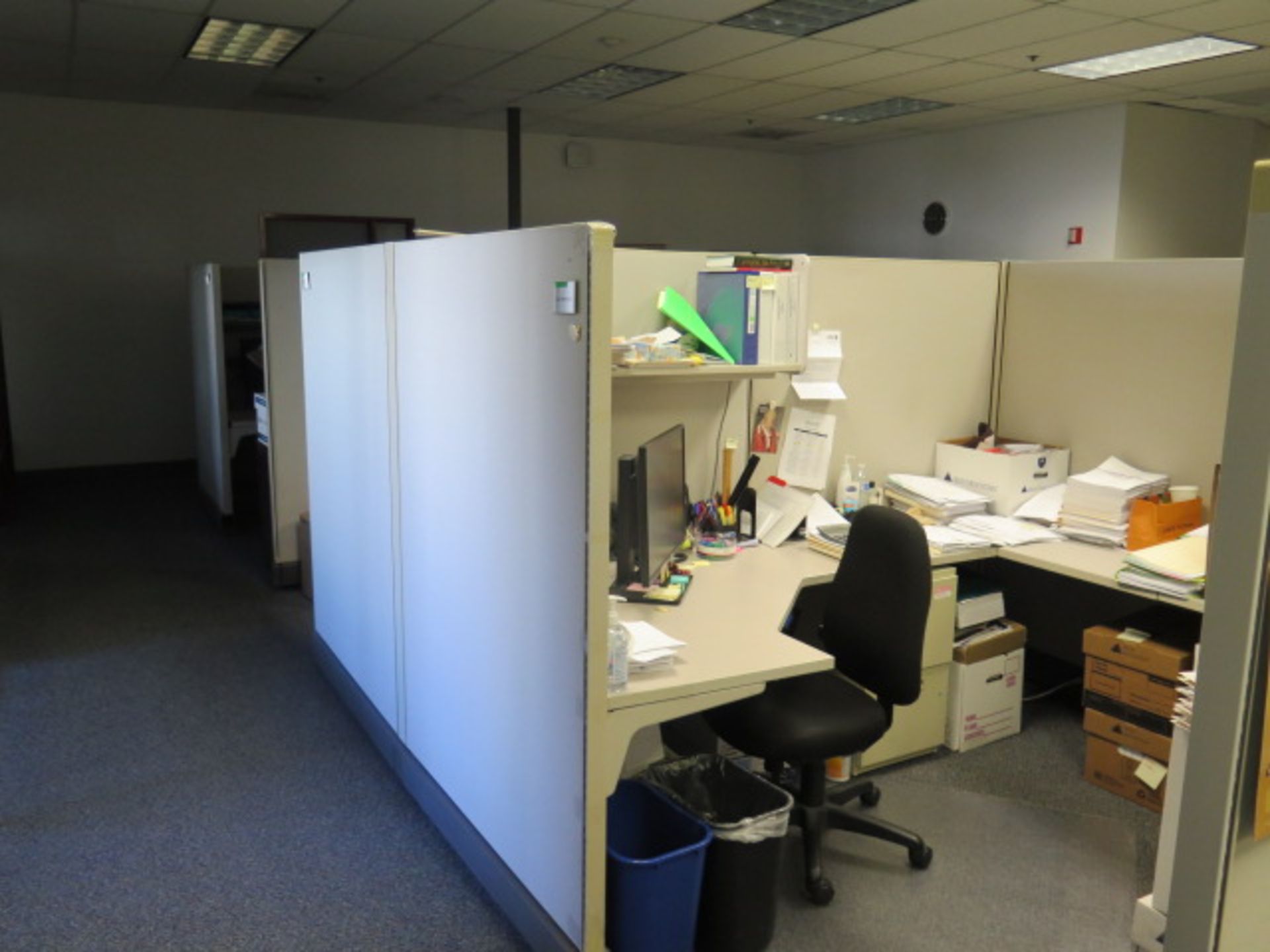 Partitioned Office Cubicles (8) w/ Desks and File Cabinets (SOLD AS-IS - NO WARRANTY) - Image 4 of 10