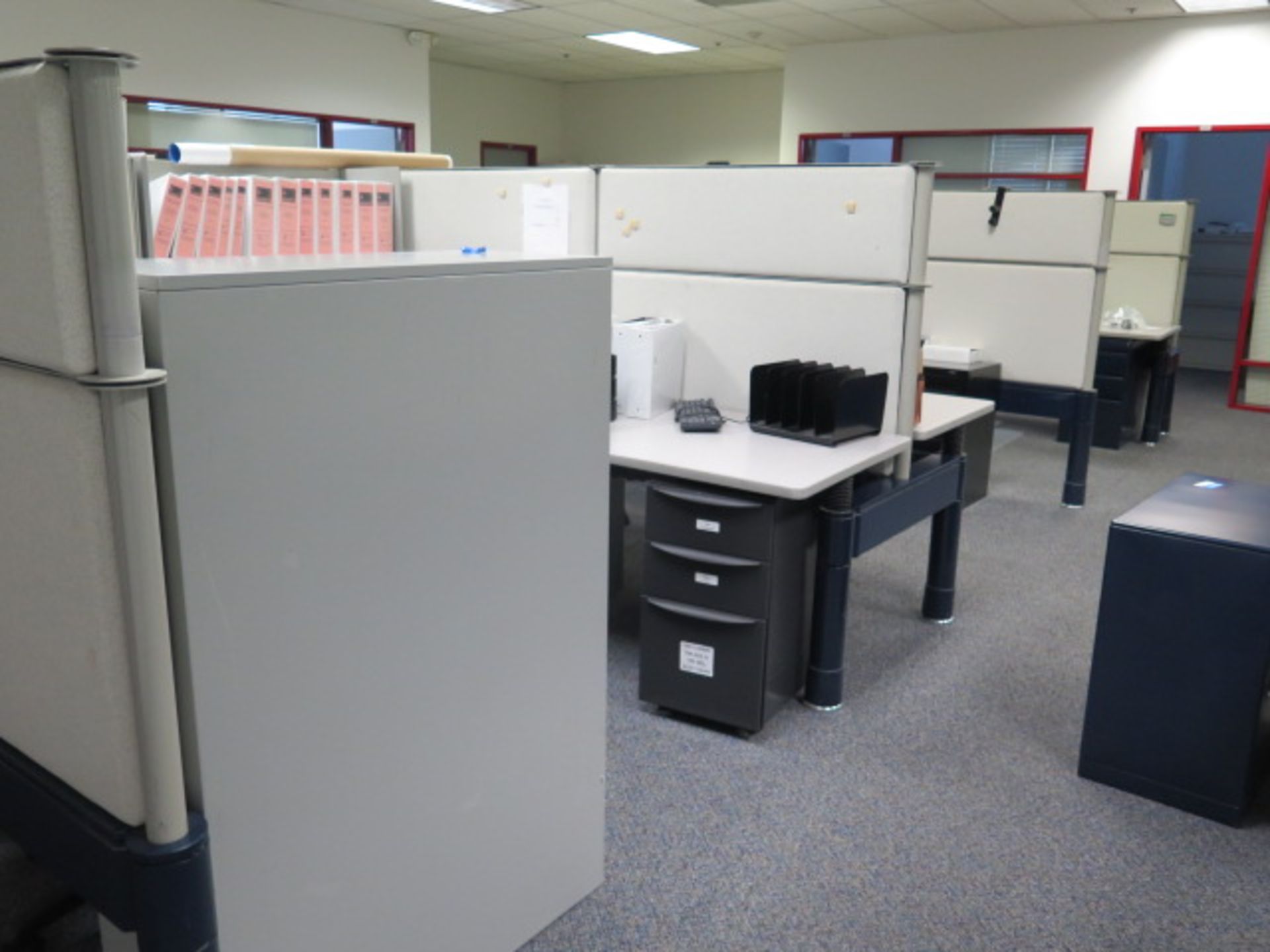 Partitioned Office Cubicles (9) w/ Desks and File Cabinets (SOLD AS-IS - NO WARRANTY) - Image 3 of 19