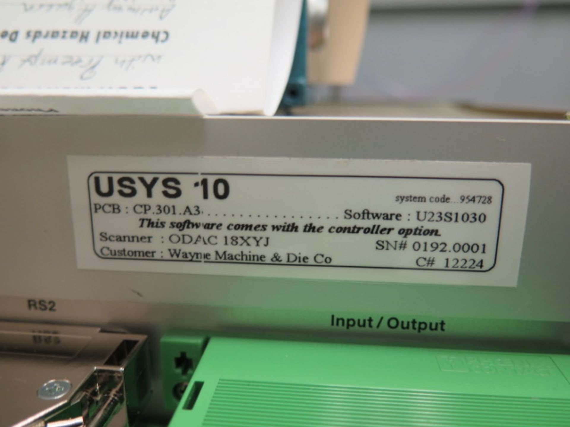 Zumbach USYS 10 Laser Measuring System s/n 0192-0001 w/ USYS 10C Control , ODAC18XY , SOLD AS IS - Image 10 of 10