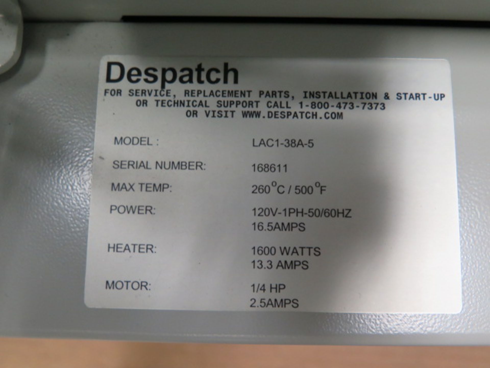 Despatch LAC1-38A-5 Lab Oven s/n 168611 w/ MRC5000 Chart Recorder, Heats to 260 C / 500 Degrees F (S - Image 12 of 12