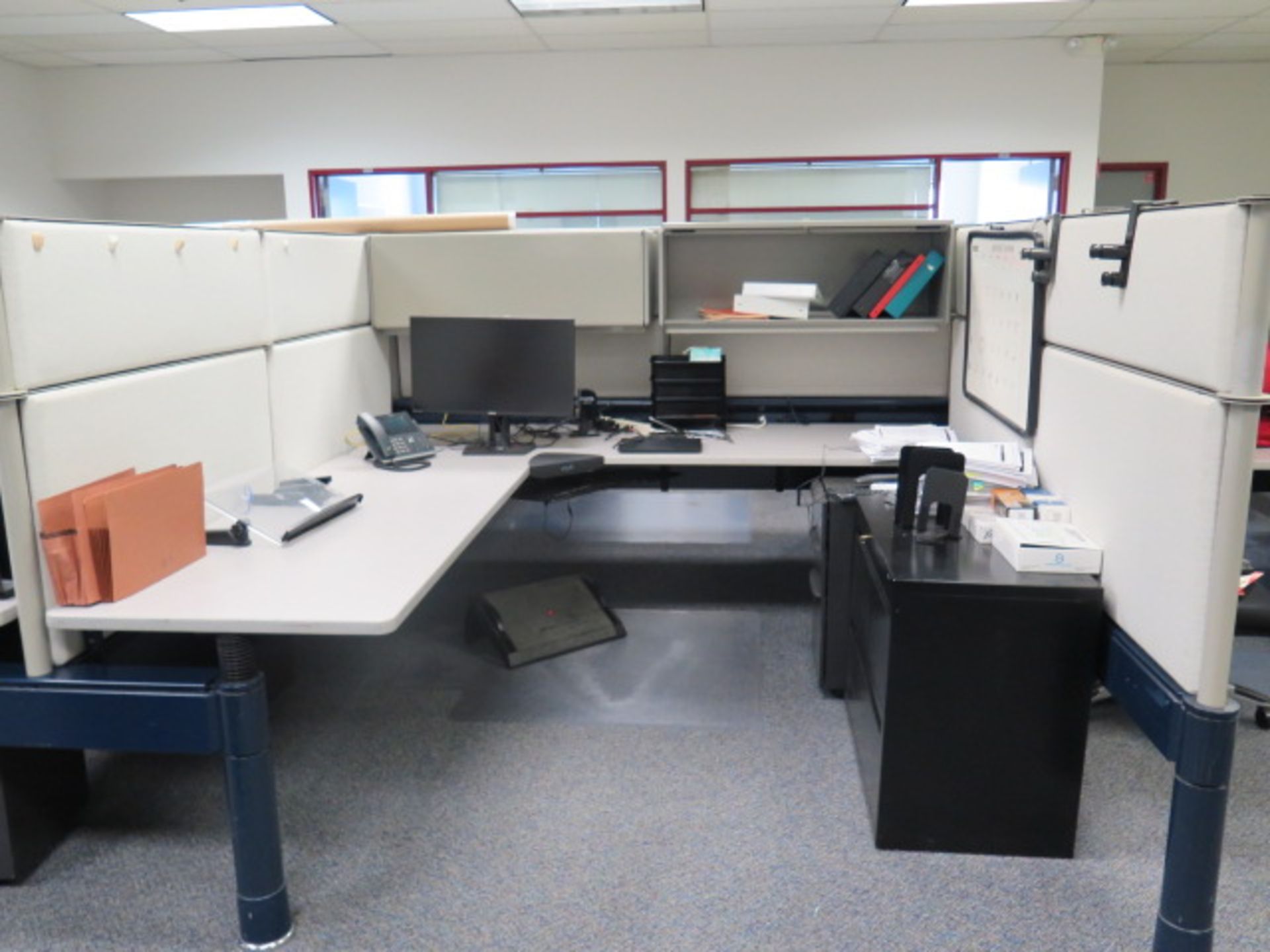 Partitioned Office Cubicles (9) w/ Desks and File Cabinets (SOLD AS-IS - NO WARRANTY) - Image 6 of 19