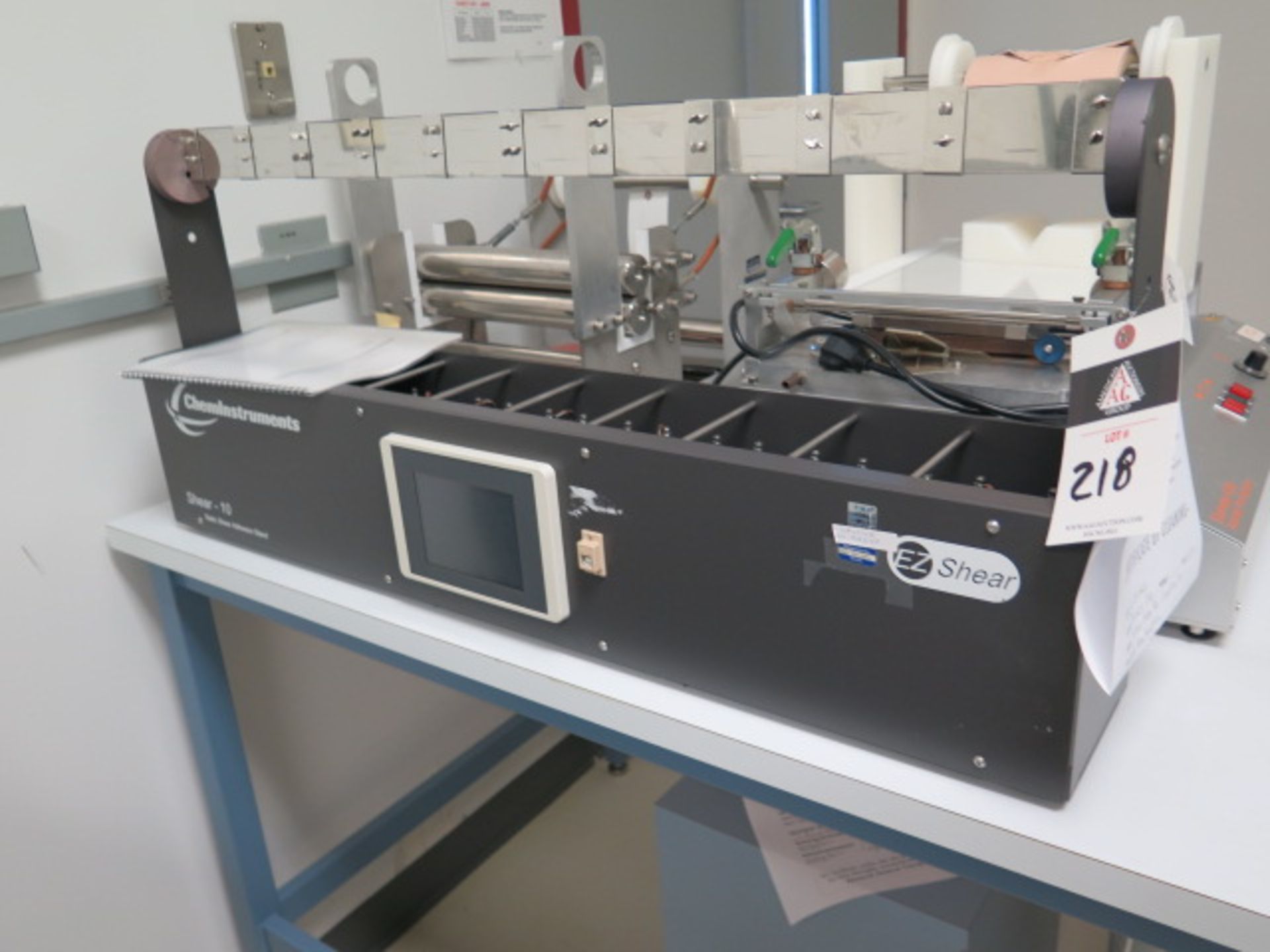 Chem Instruments “EZ Shear” mdl. Shear-10 Static Shear Adhesion Test Stand w/PLC Controls SOLD AS IS