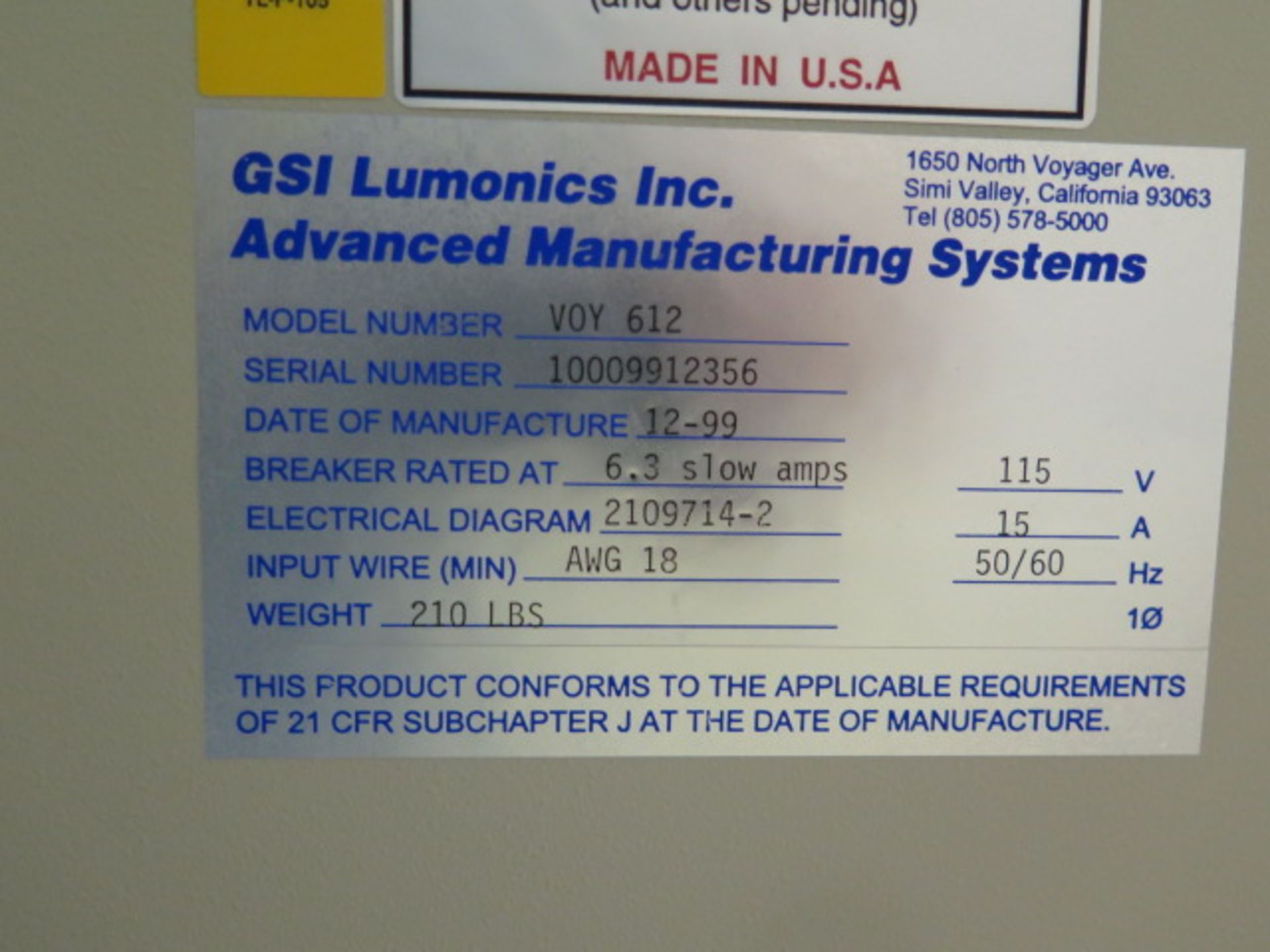 1999 View Engineering “Voyager X6X12” Non-Contact CMM s/n 10009912356 w/ Joystick Contro, SOLD AS IS - Image 14 of 14