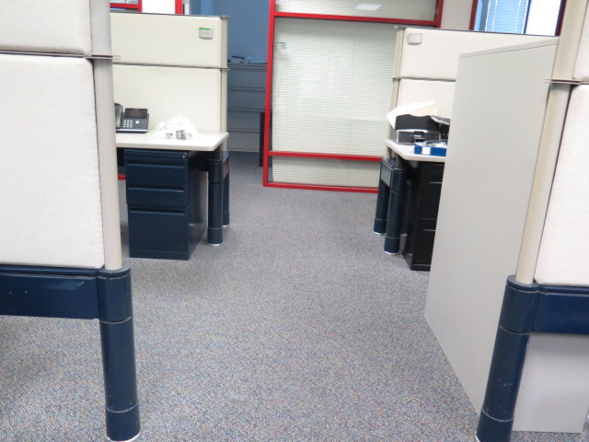 Partitioned Office Cubicles (9) w/ Desks and File Cabinets (SOLD AS-IS - NO WARRANTY) - Image 12 of 19