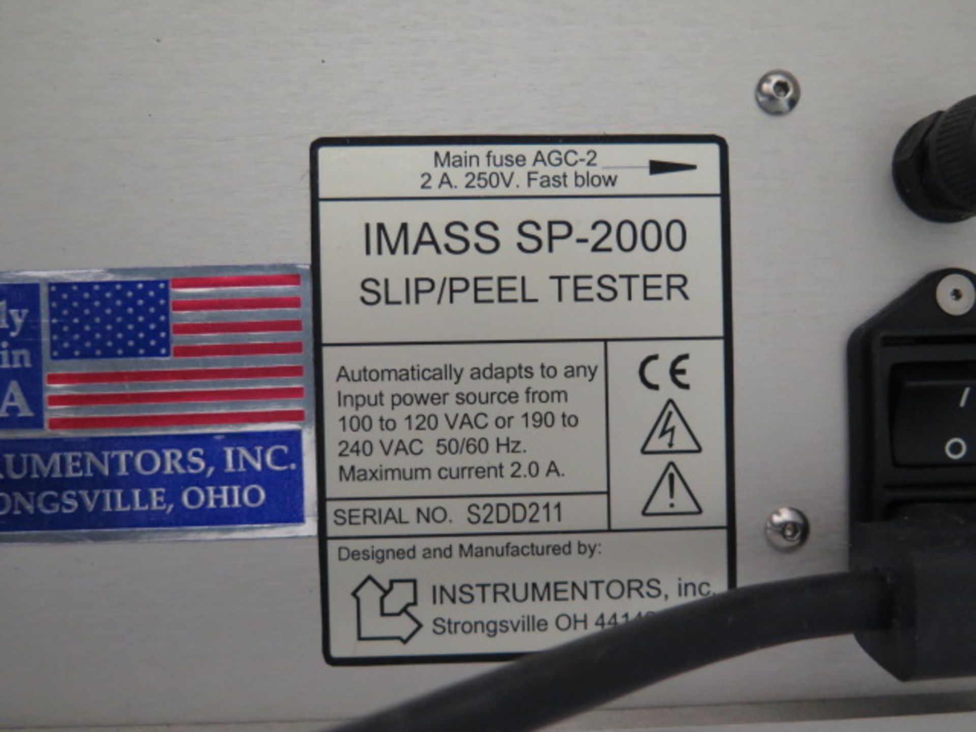 Imass SP-2000 Slip / Peel Tester s/n S2DD211 (SOLD AS-IS - NO WARRANTY) - Image 8 of 8