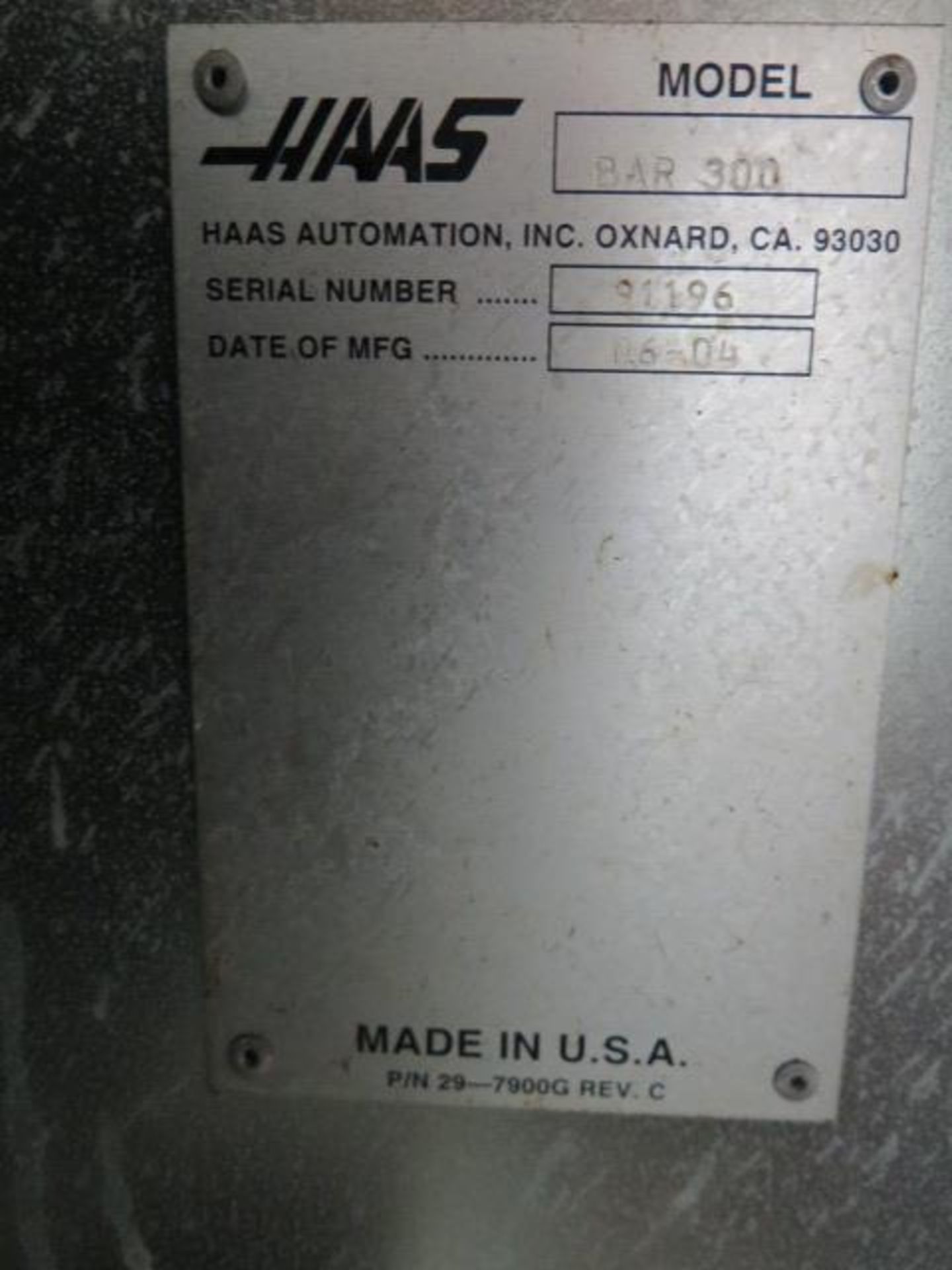 2004 Haas ServoBar 300 Automatic Bar Loader / Feeder s/n 91196 (SOLD AS-IS - NO WARRANTY) - Image 10 of 10