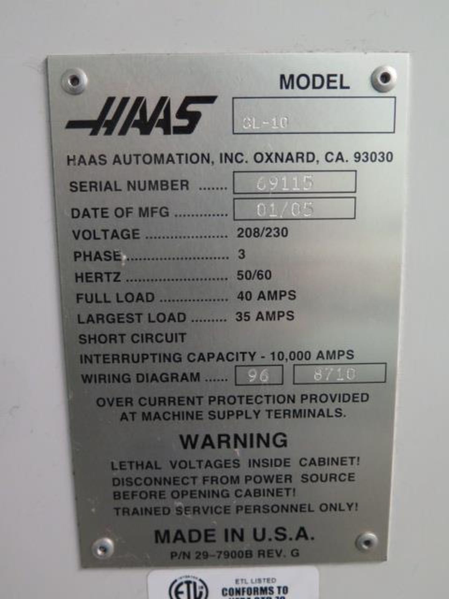 2005 Haas SL-10 CNC Turning Center s/n 69115, Tool Presetter, 12-Station Turret, SOLD AS IS - Image 14 of 14