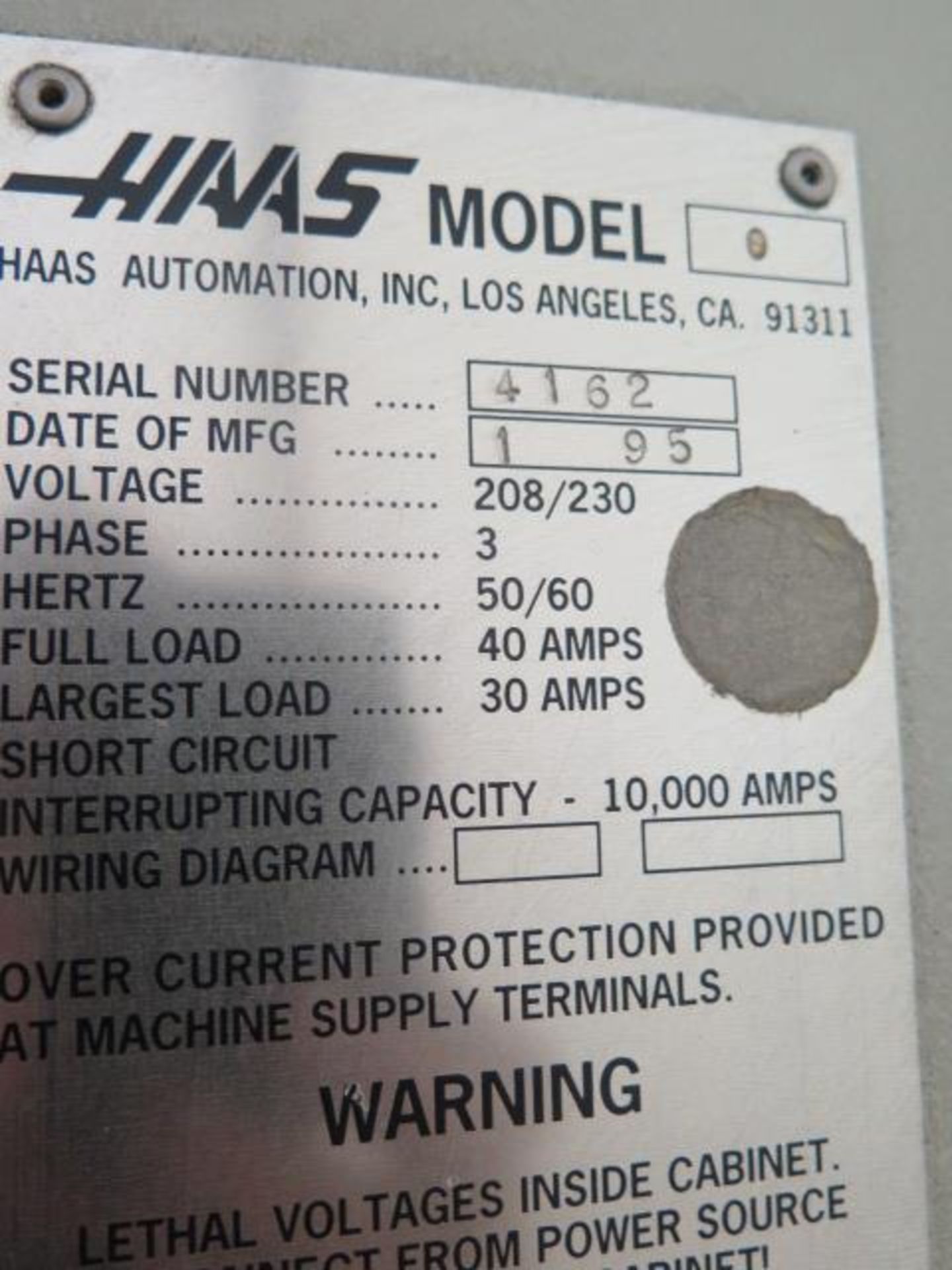 1995 Haas VF-0 CNC VMC s/n 4162 w/ Haas Controls, 20-Station ATC, CAT-40 Taper, SOLD AS IS - Image 17 of 17