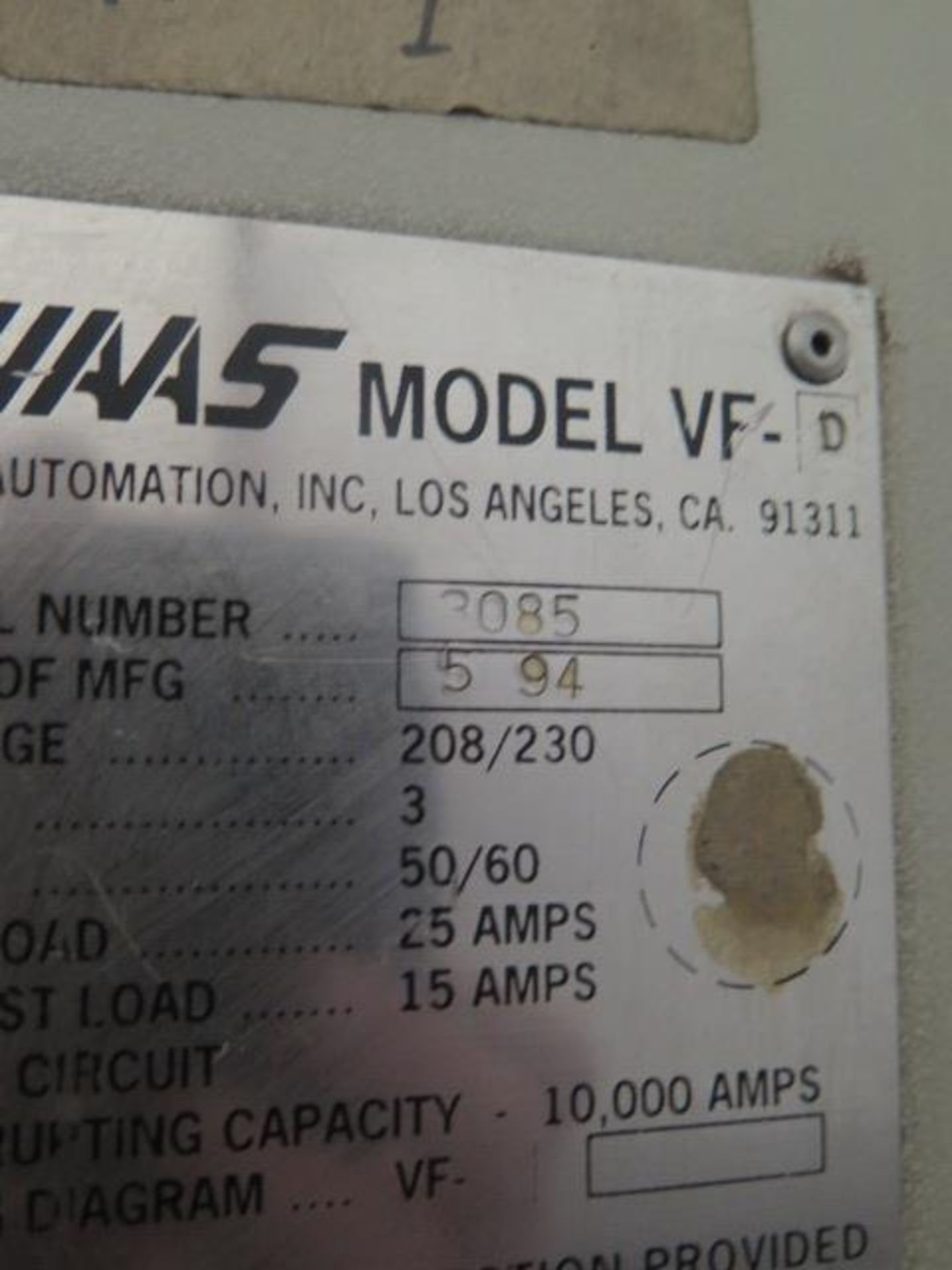 1994 Haas VF-0 CNC VMC s/n 3085 w/ Haas Controls, 20-Station ATC, CAT-40 Taper, SOLD AS IS - Image 15 of 15