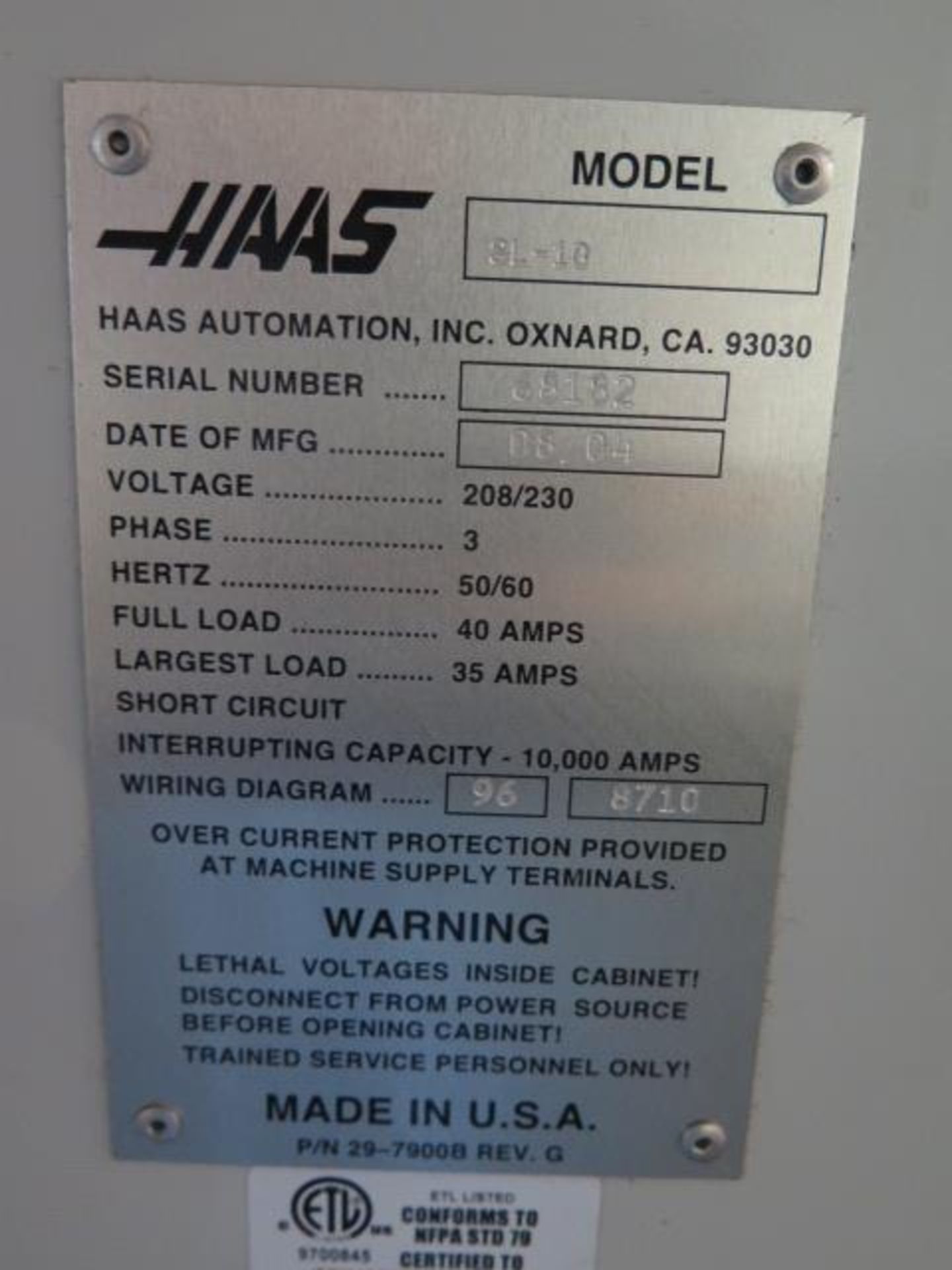 2004 Haas SL-10 CNC Turning Center s/n 68182, Tool Presetter, 12-Station Turret, SOLD AS IS - Image 14 of 14