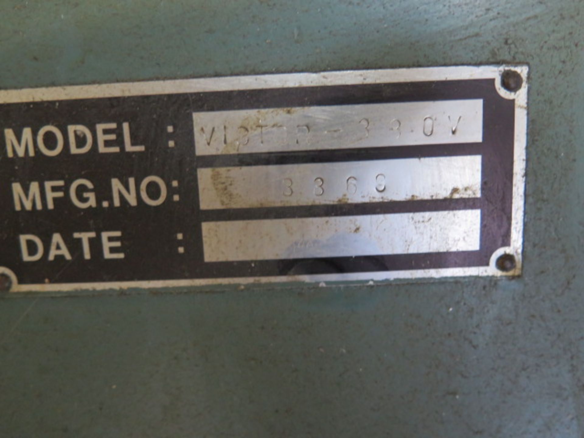 Victor mdl. VICTOR-330V Vertical Mill s/n 3369 w/ 3Hp, 60-4200 Dial RPM, Chrome Ways, SOLD AS IS - Image 12 of 12