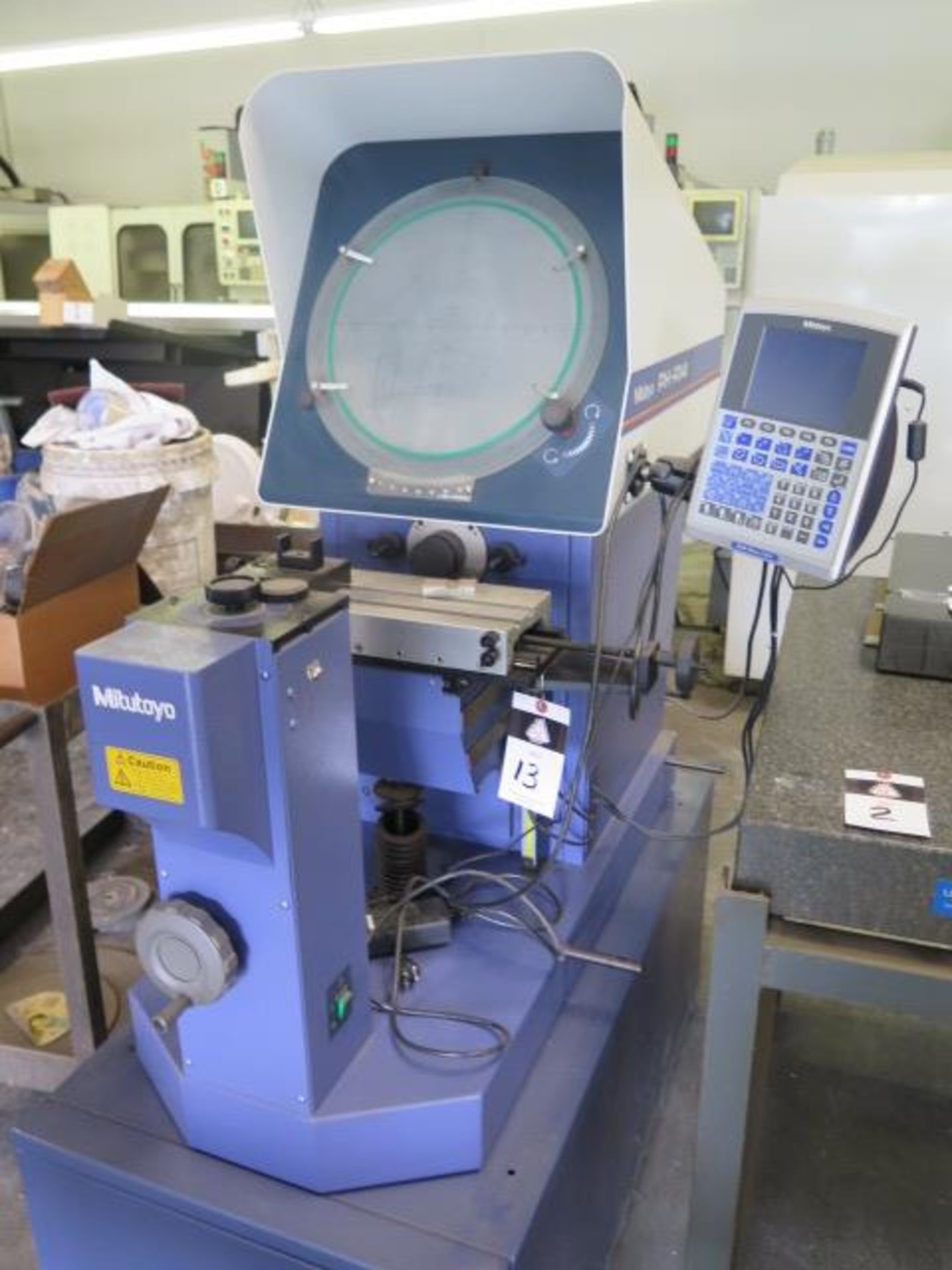Mitutoyo PH-A14 14” Optical Comparator s/n 507019 w/ QM-DATA200 Programmable DRO, SOLD AS IS