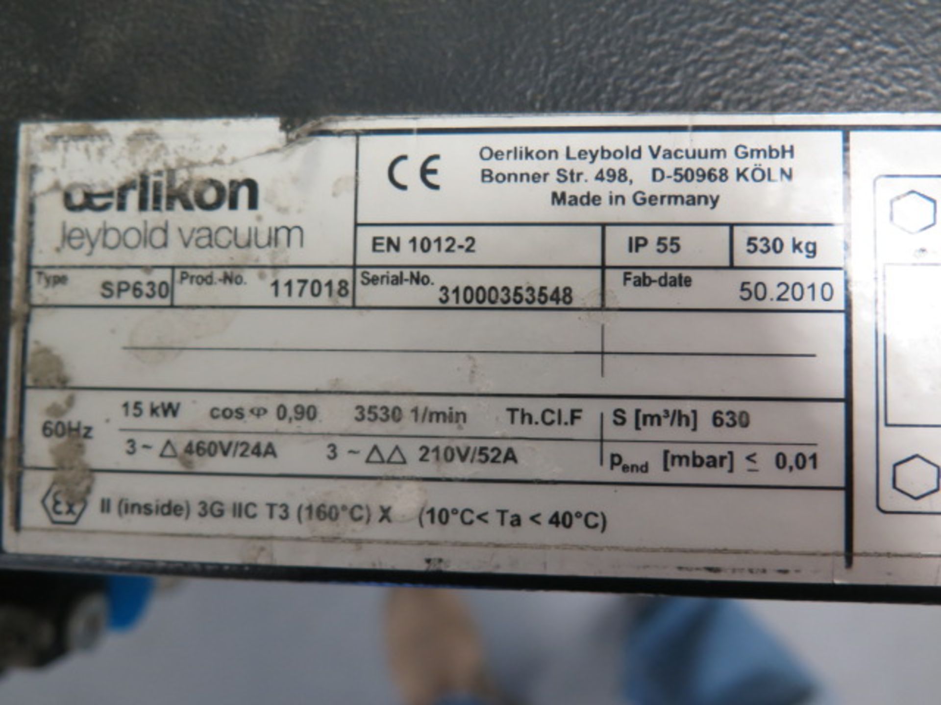 Oerlikon Leybold SP630 Vacuum Pump (SOLD AS-IS - NO WARRANTY) - Image 10 of 10