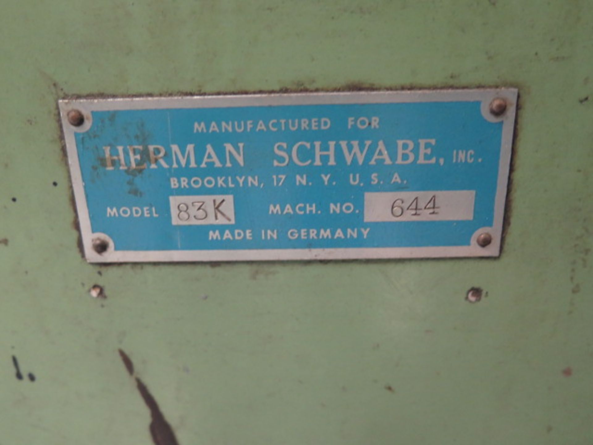 Herman Schwabe mdl. 83K 16” Leather Splitting /Thinning Saw s/n 644 (SOLD AS-IS - NO WARRANTY) - Image 7 of 7