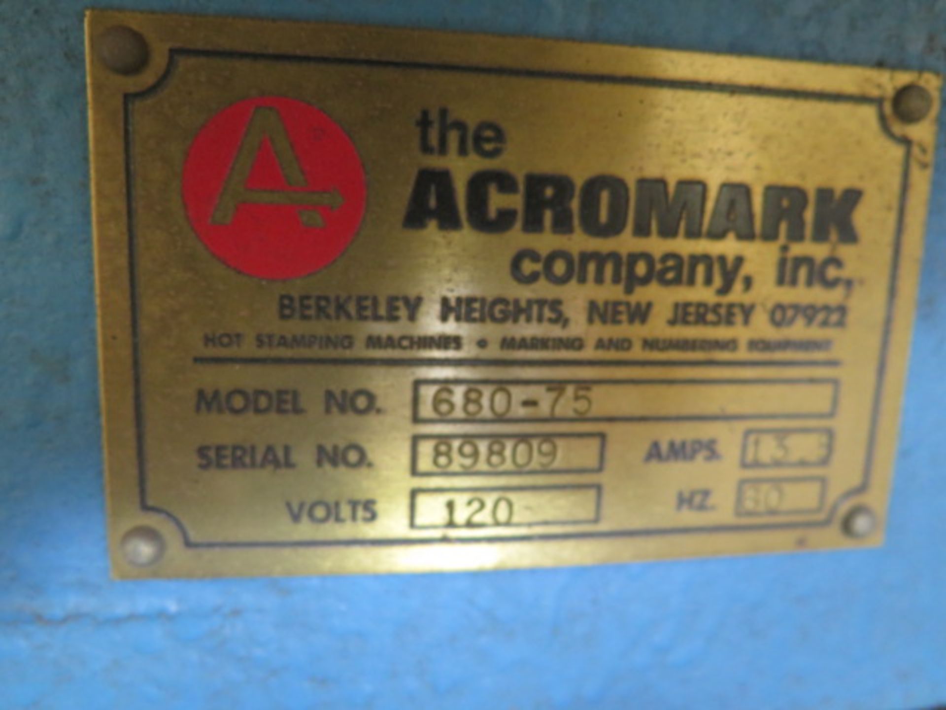 Acromark mdl. 680-75 12” x 5” Pneumatic Heated Platen Press s/n 89809 (SOLD AS-IS - NO WARRANTY) - Image 12 of 12