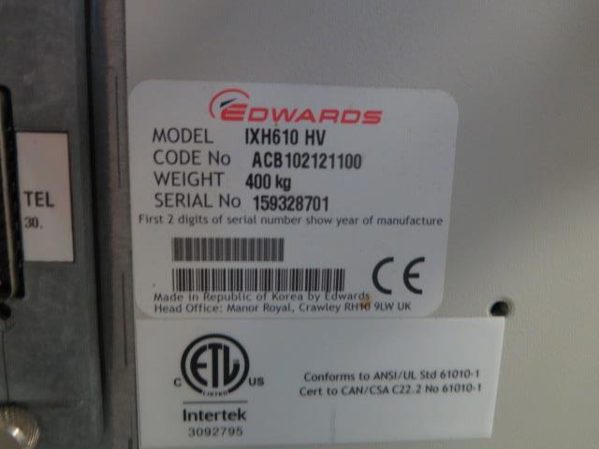 Edwards iXH 610 Vacuum Pump (SOLD AS-IS - NO WARRANTY) - Image 6 of 6