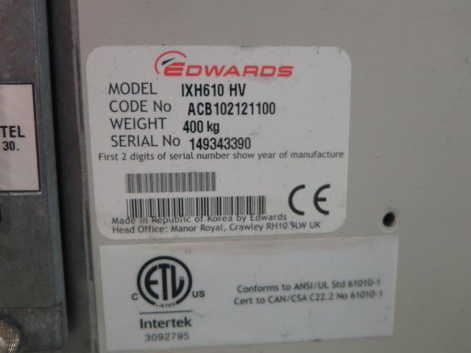 Edwards iXH 610 Vacuum Pump (SOLD AS-IS - NO WARRANTY) - Image 6 of 6